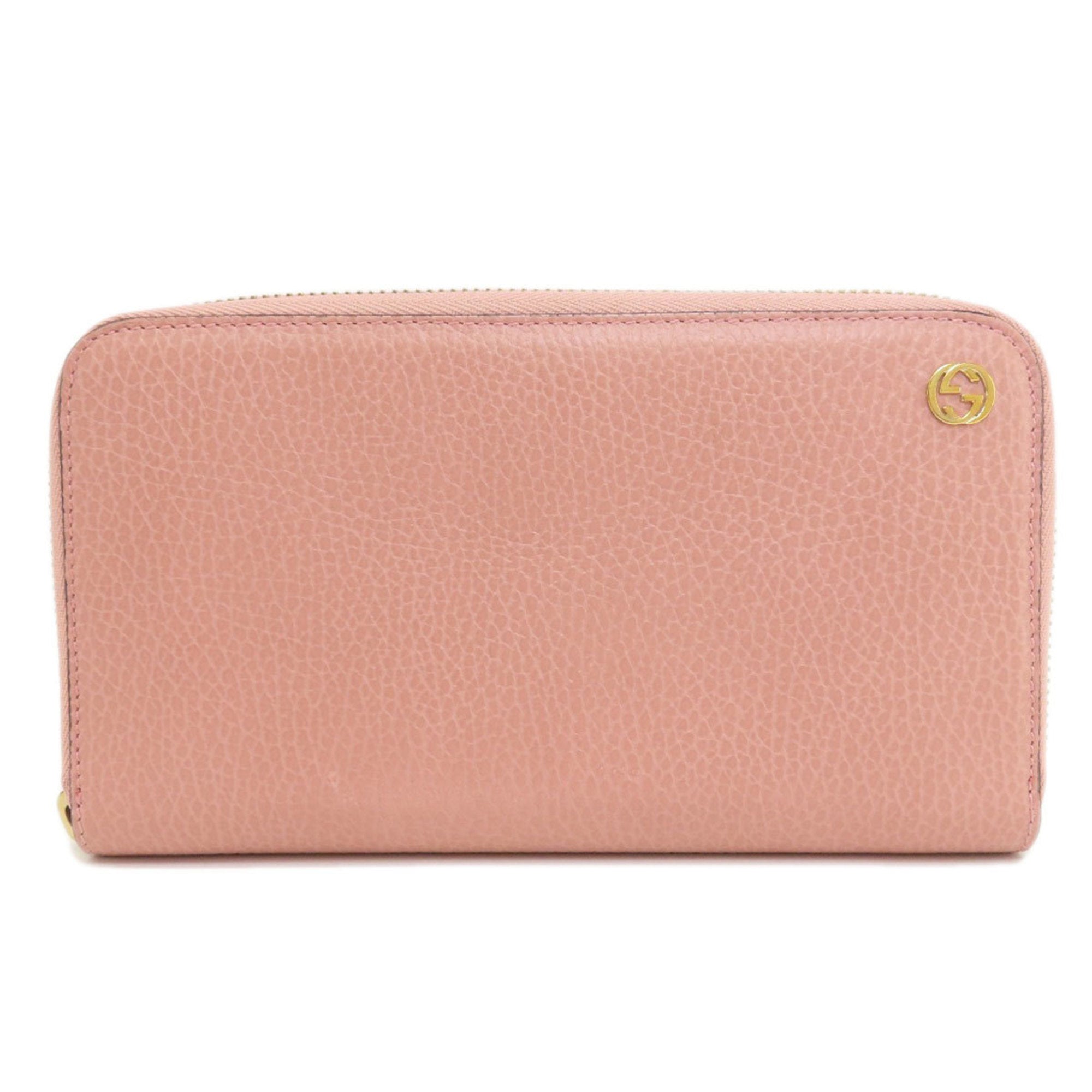 Gucci Pink Leather Long Wallet (Bi-Fold) (Pre-Owned)