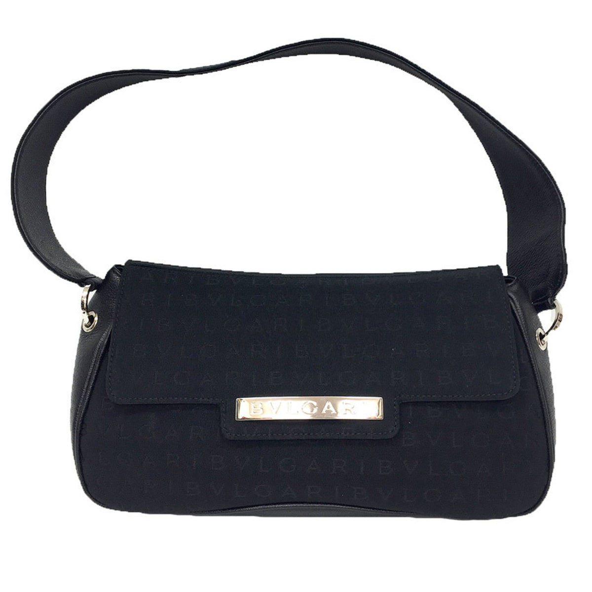 Bvlgari Black Canvas Leather Shoulder Bag (Pre-Owned)