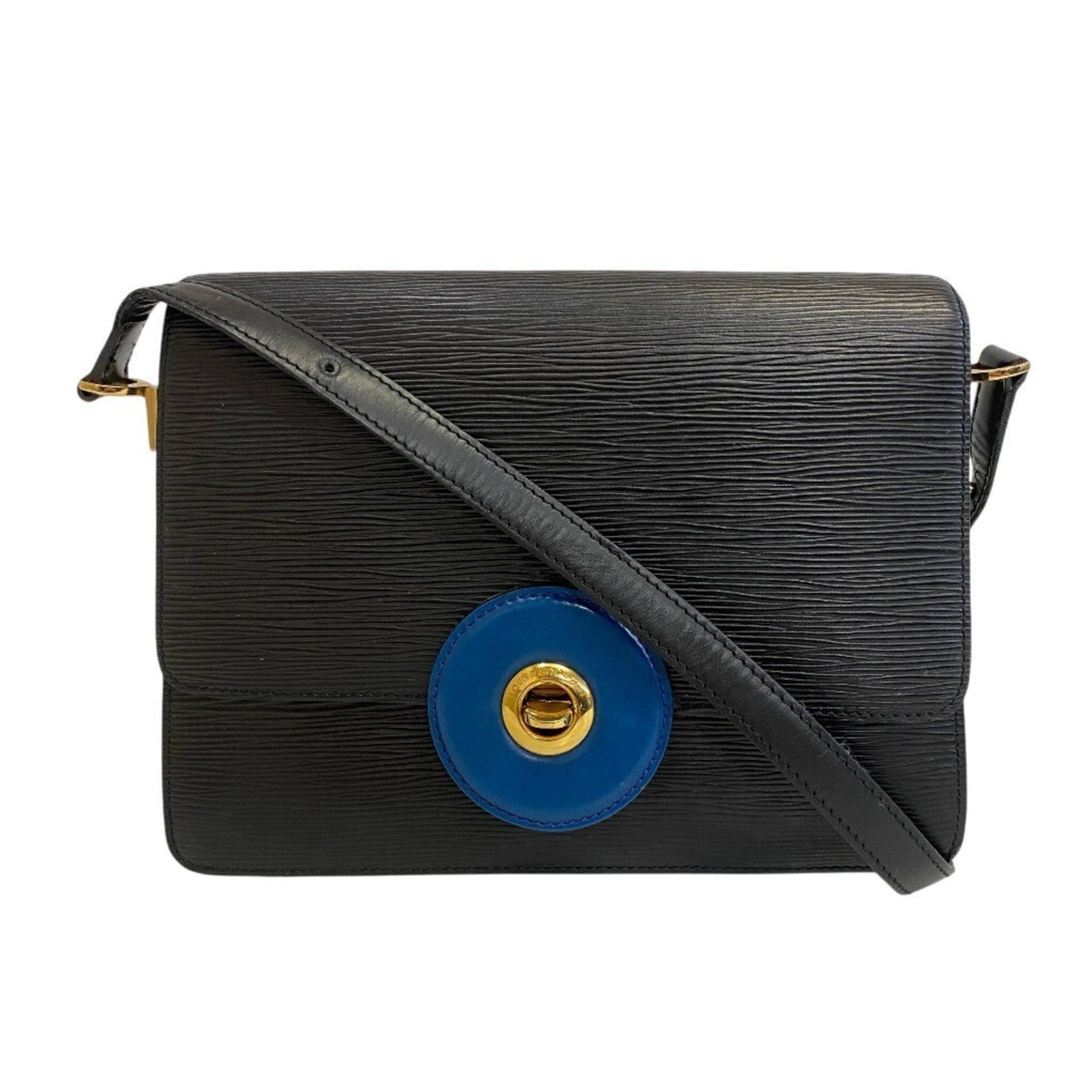 Louis Vuitton Black Blue Leather Shoulder Bag (Pre-Owned)