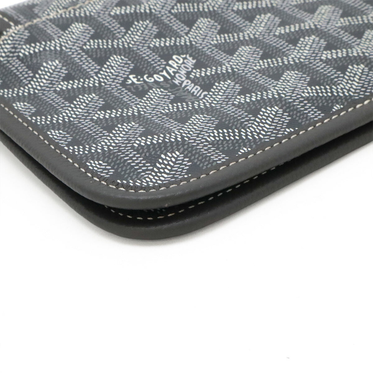 Goyard Gray White Coated Canvas Clutch Bag Handbag Pochette Shoulder Bag (Pre-Owned)