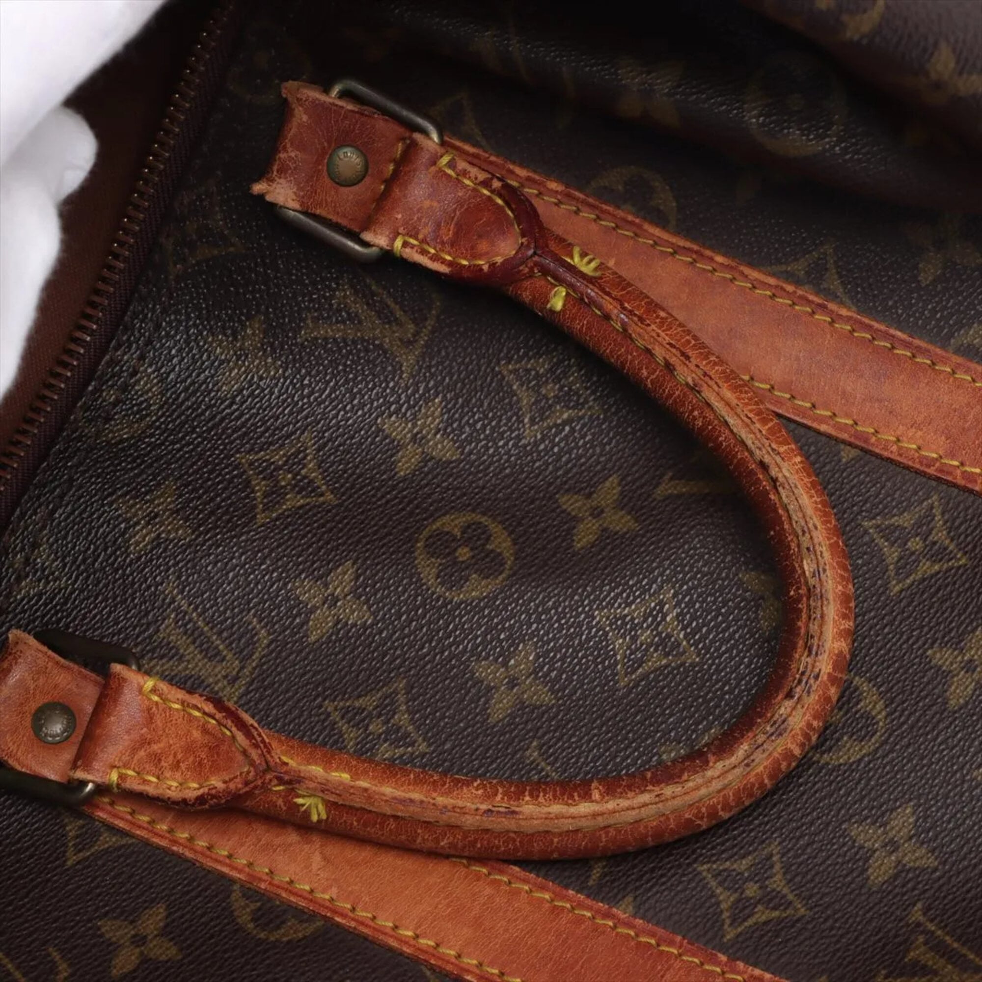 Louis Vuitton Brown Coated Canvas Leather Handbag Tote Bag (Pre-Owned)