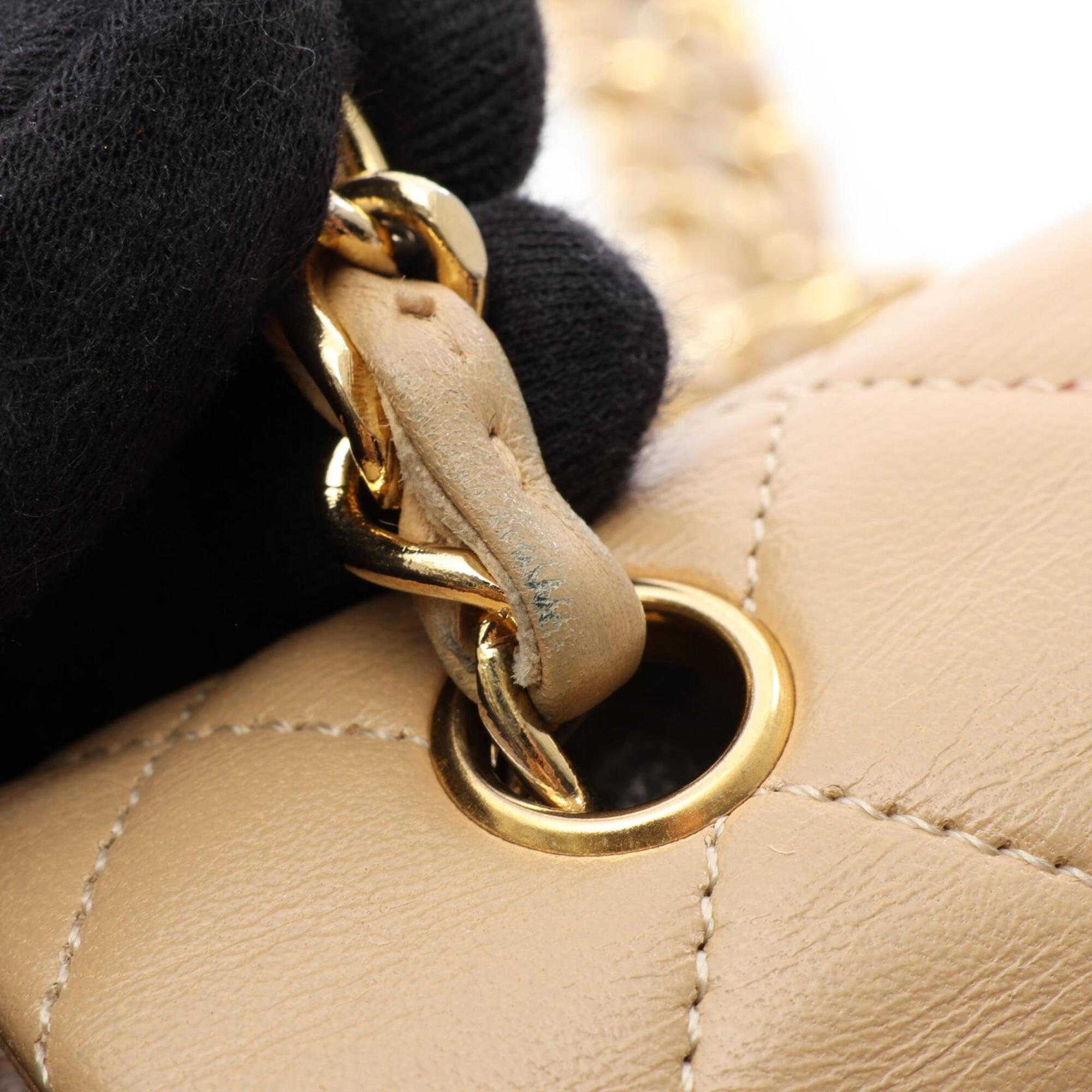 Chanel Beige Leather Handbag Shoulder Bag (Pre-Owned)