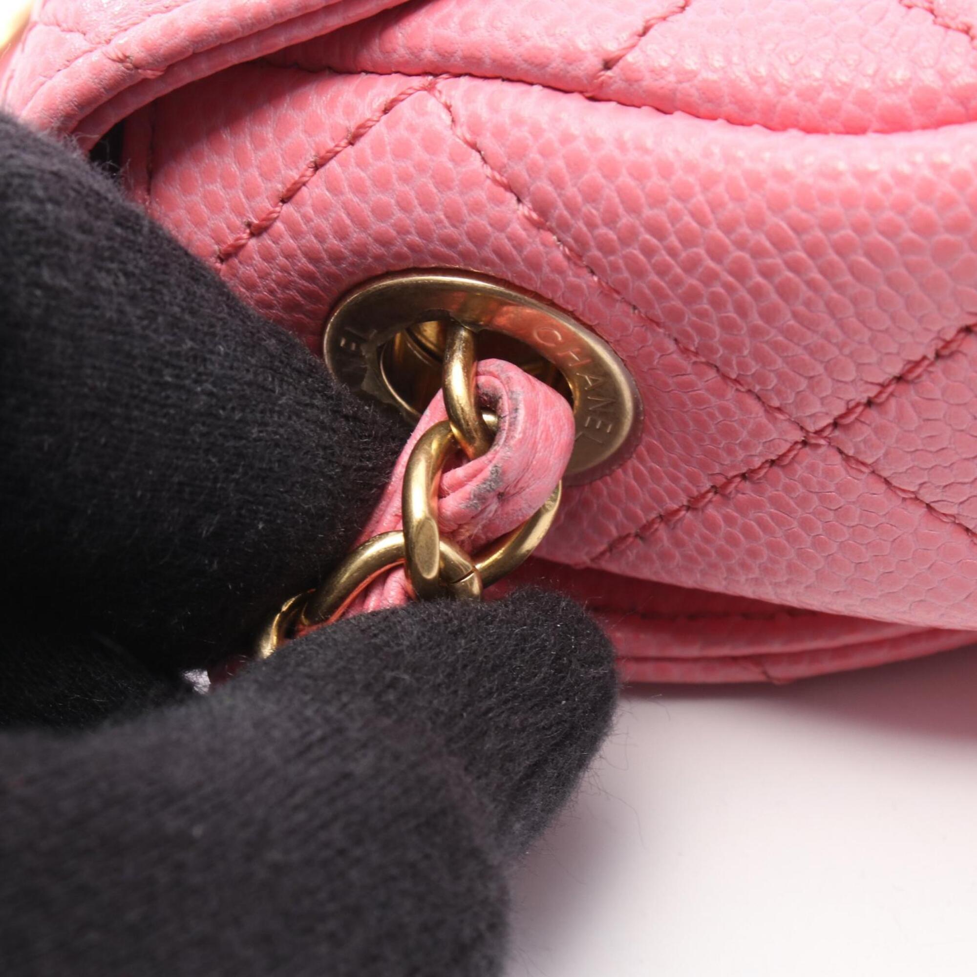 Chanel Pink Grained Calfskin Handbag Shoulder Bag (Pre-Owned)