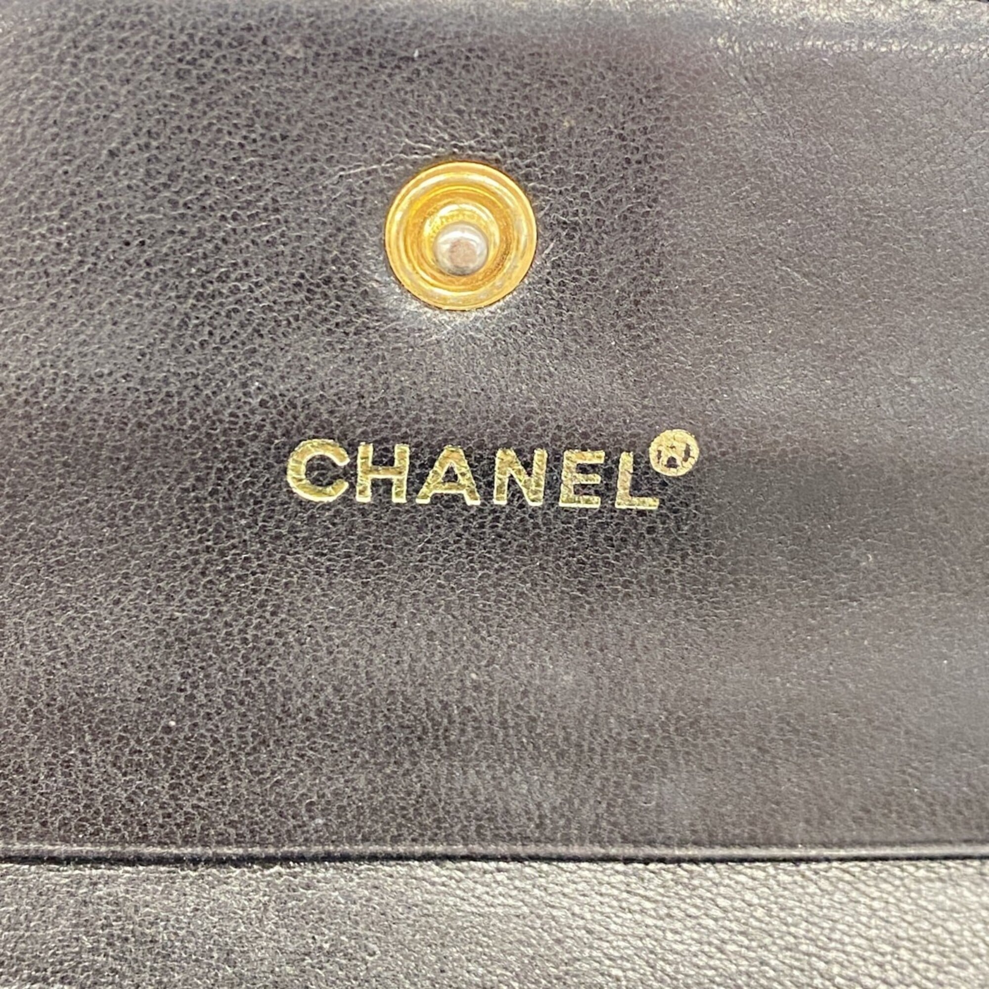 Chanel Black Leather Wallet (Tri-Fold) (Pre-Owned)