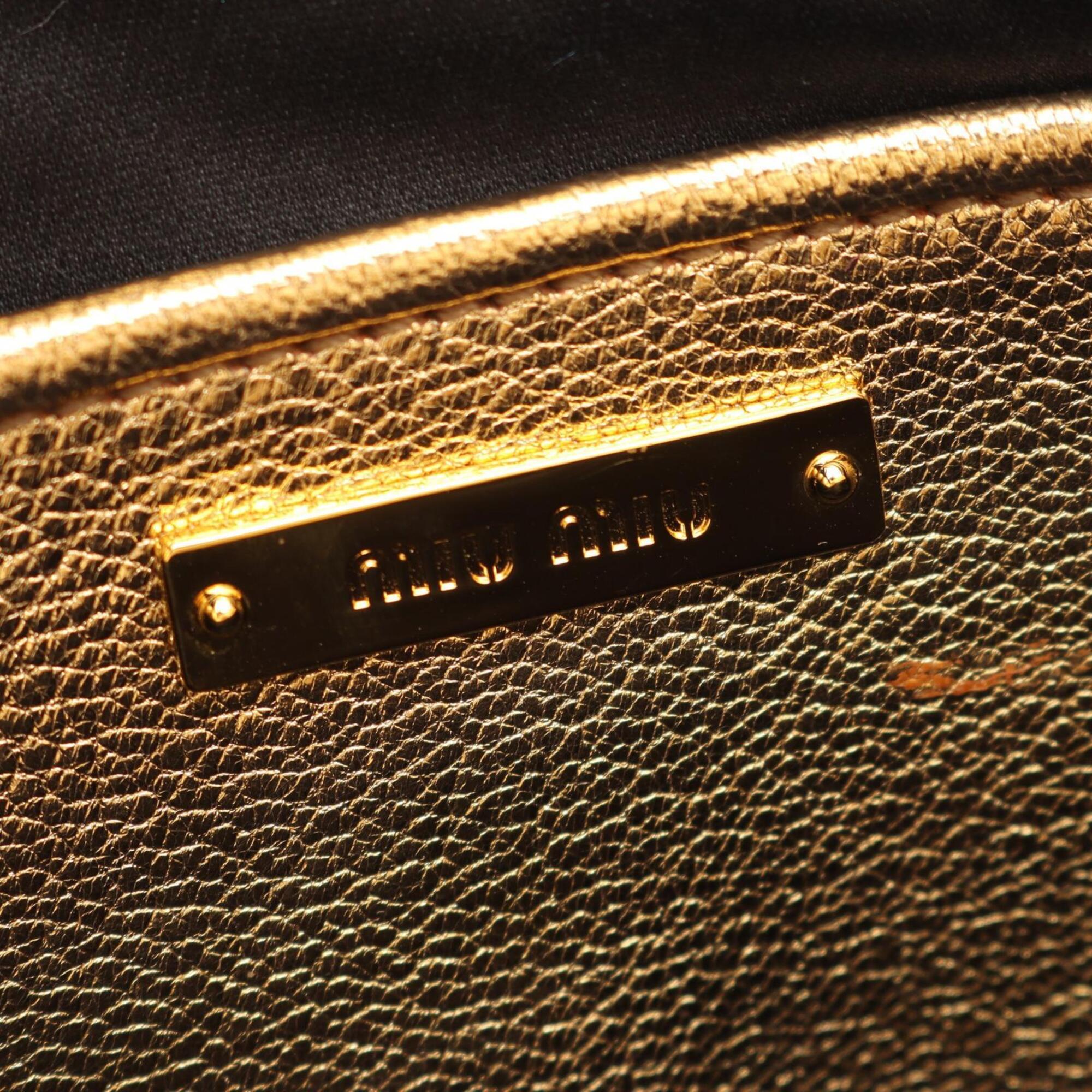 Miu Miu Gold White Leather Handbag (Pre-Owned)