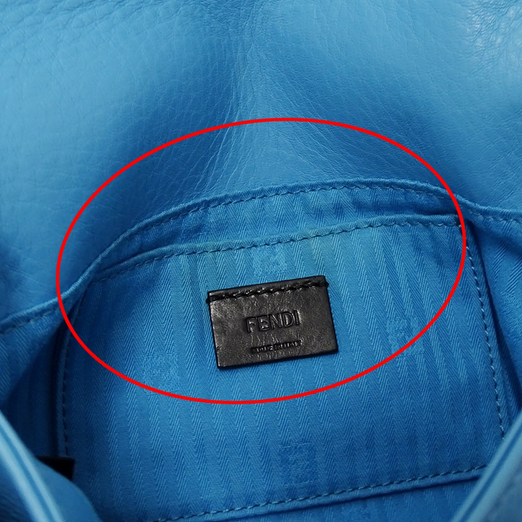 Fendi Light Blue Leather Handbag Shoulder Bag (Pre-Owned)