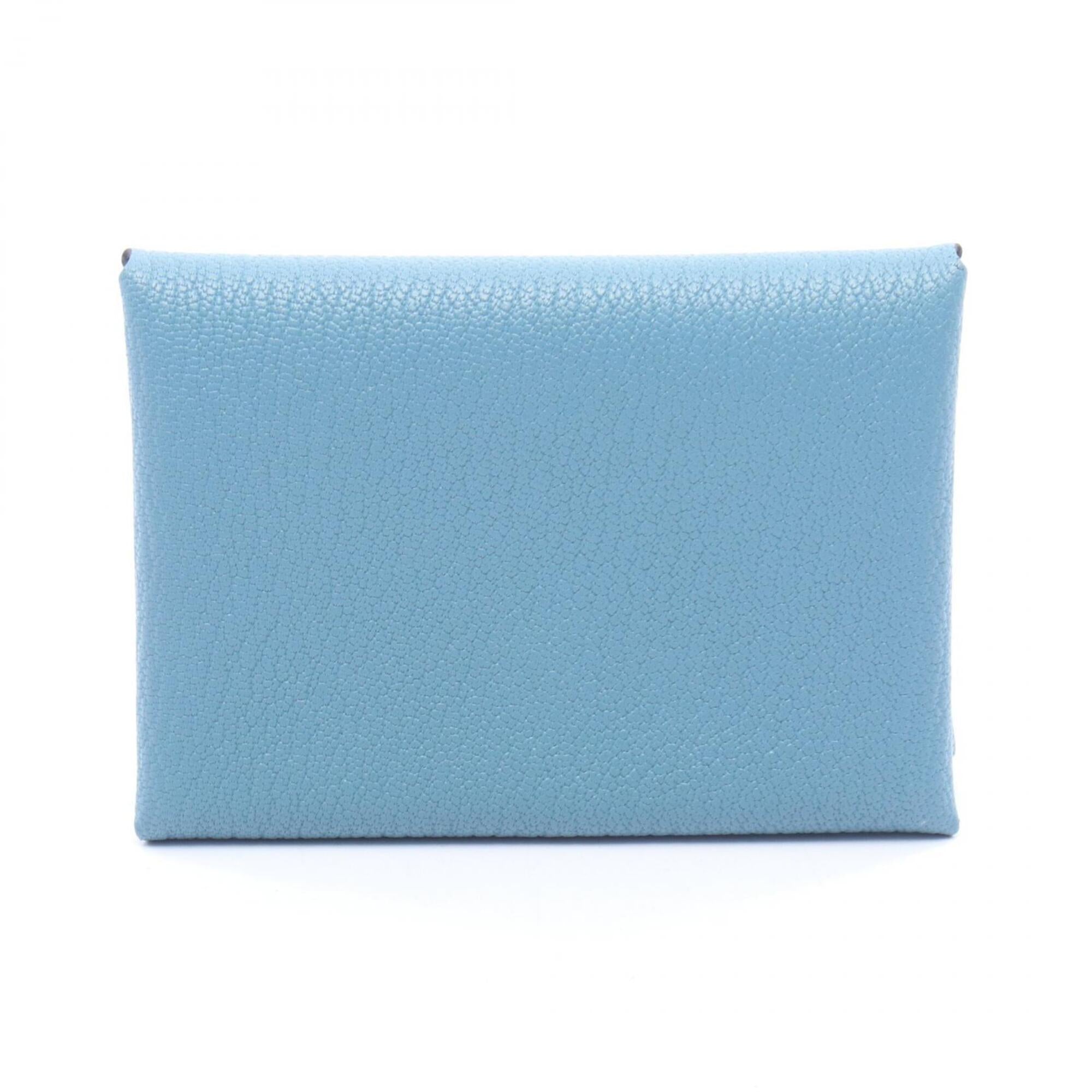 Hermes Blue Chevre Leather Leather Coin Purse/Coin Case (Pre-Owned)