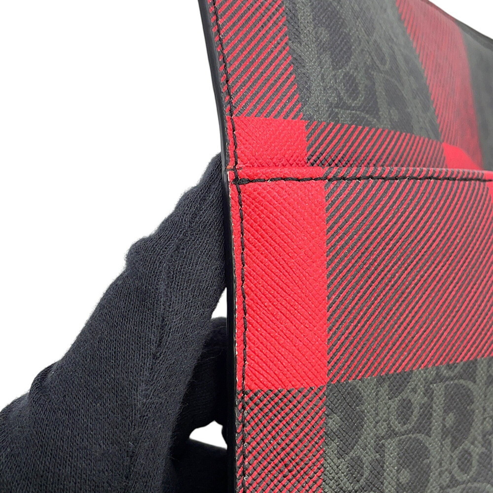Christian Dior Black Red Color Trotter Clutch Bag Handbag (Pre-Owned)