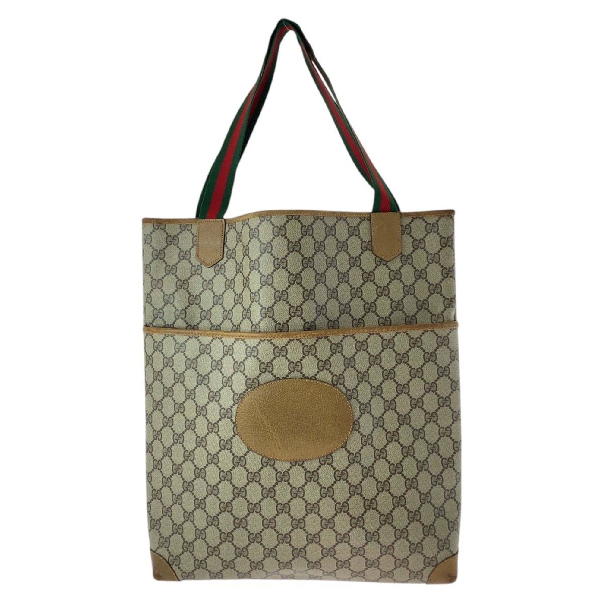 Gucci Beige Brown Gg Supreme Leather Shoulder Bag Tote Bag (Pre-Owned)