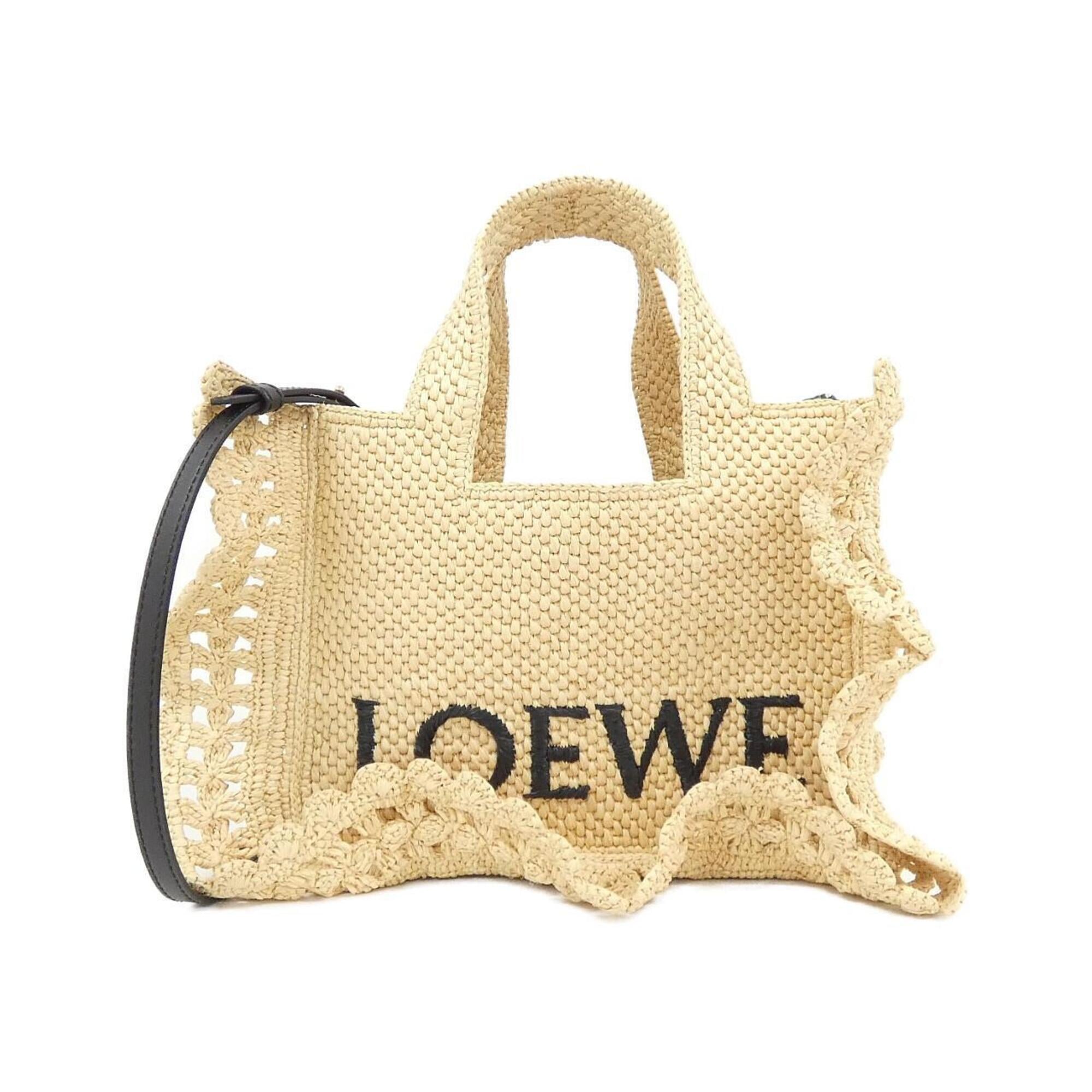 Loewe Beige Raffia Viscose Leather Handbag Tote Bag (Pre-Owned)