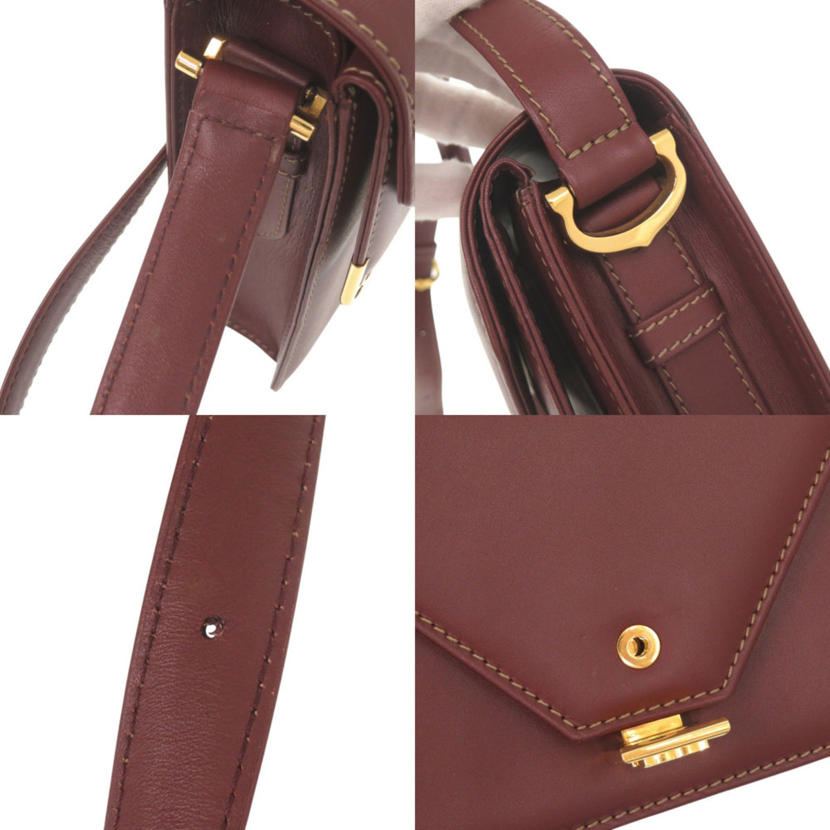 Cartier Bordeaux Leather Shoulder Bag (Pre-Owned)