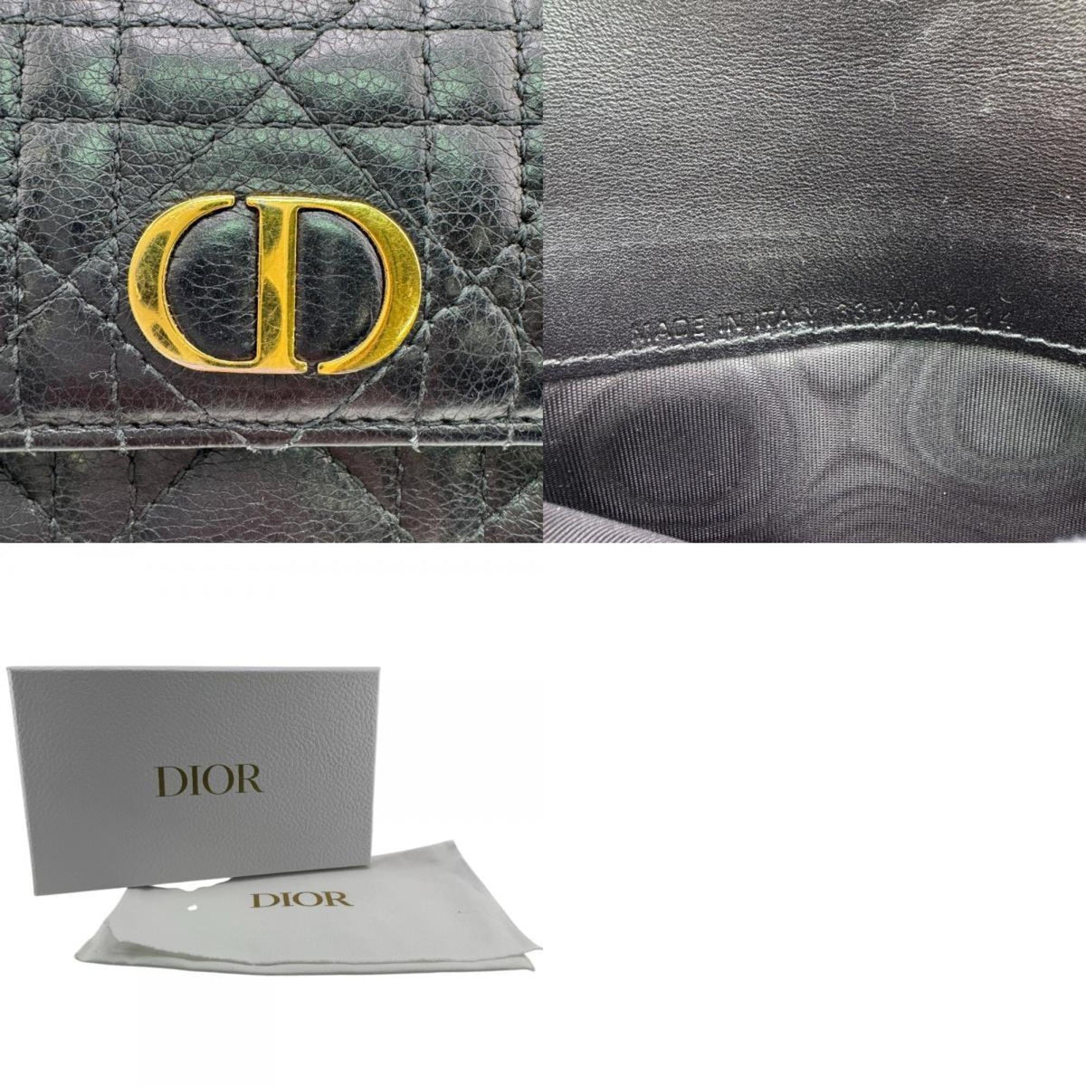 Christian Dior Black Leather Long Wallet (Tri-Fold) (Pre-Owned)