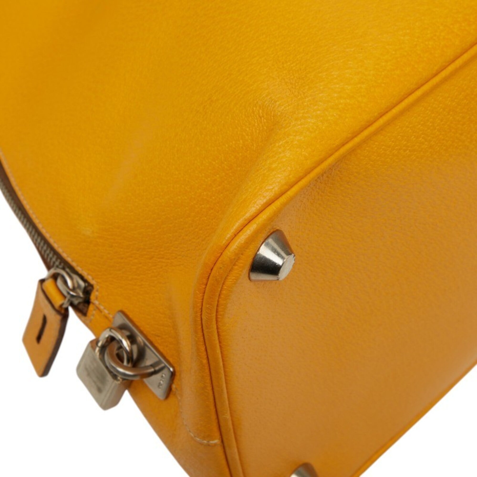 Prada Yellow Leather Boston Bag Handbag (Pre-Owned)