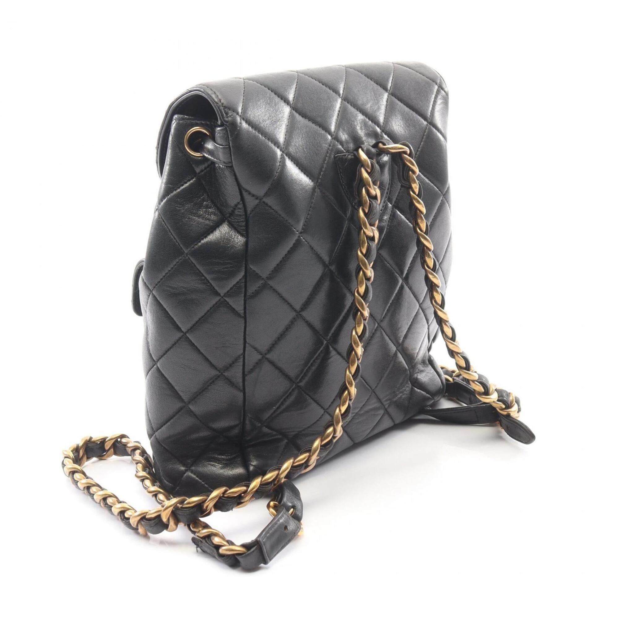 Chanel Matelasse Black Leather Backpack (Pre-Owned)