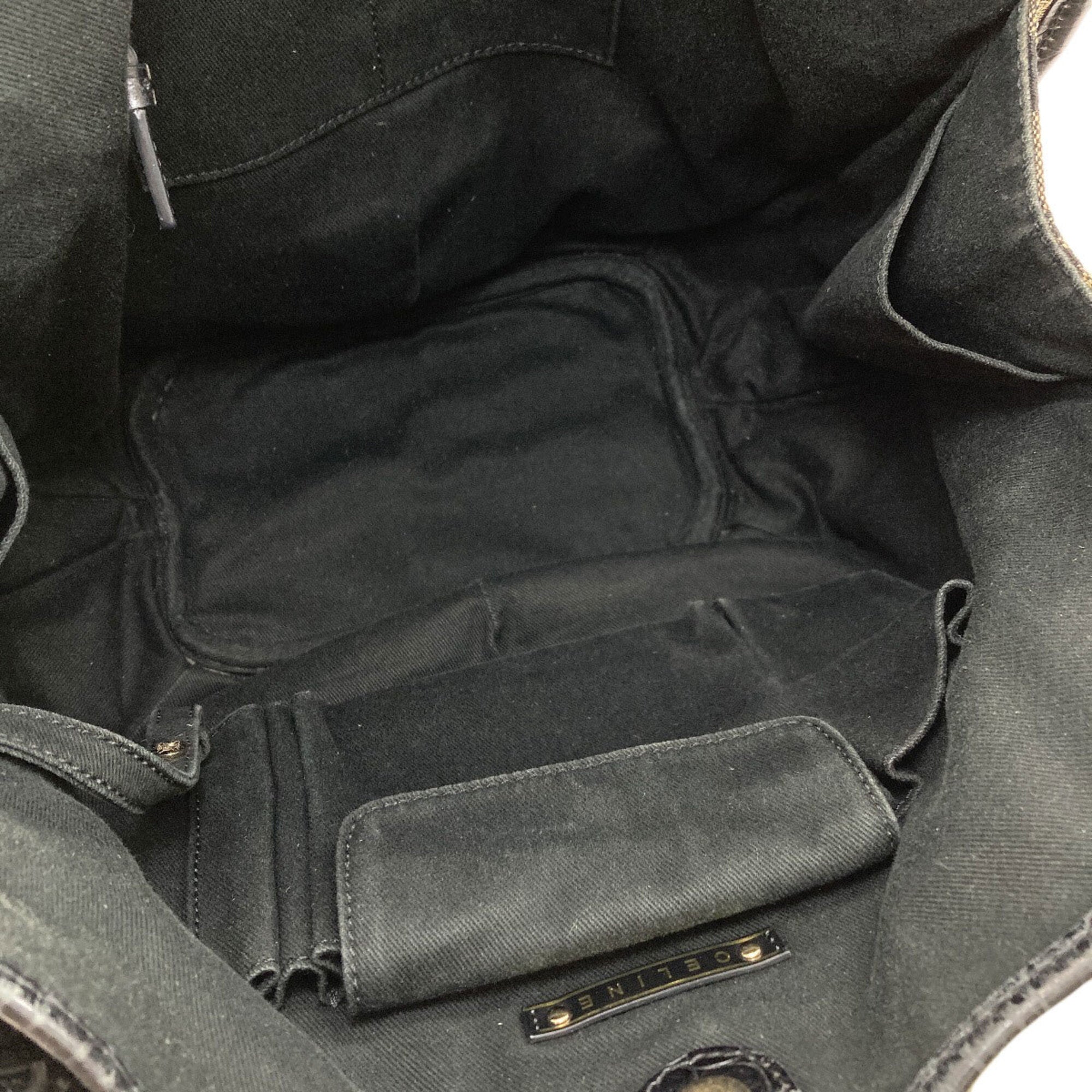 Celine Black Brown Canvas Handbag (Pre-Owned)