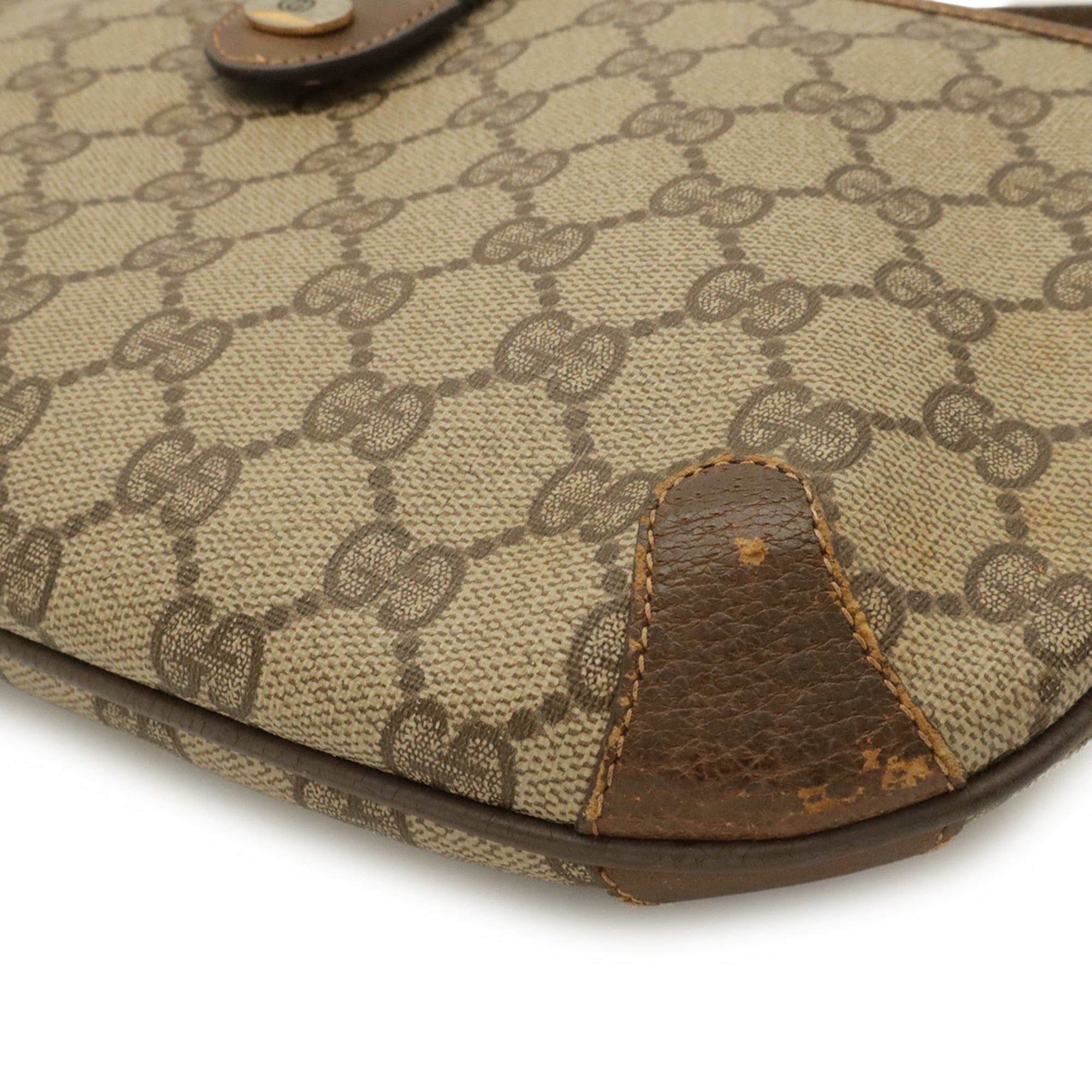 Gucci Beige Brown Coated Canvas Leather Clutch Bag Pochette Shoulder Bag (Pre-Owned)