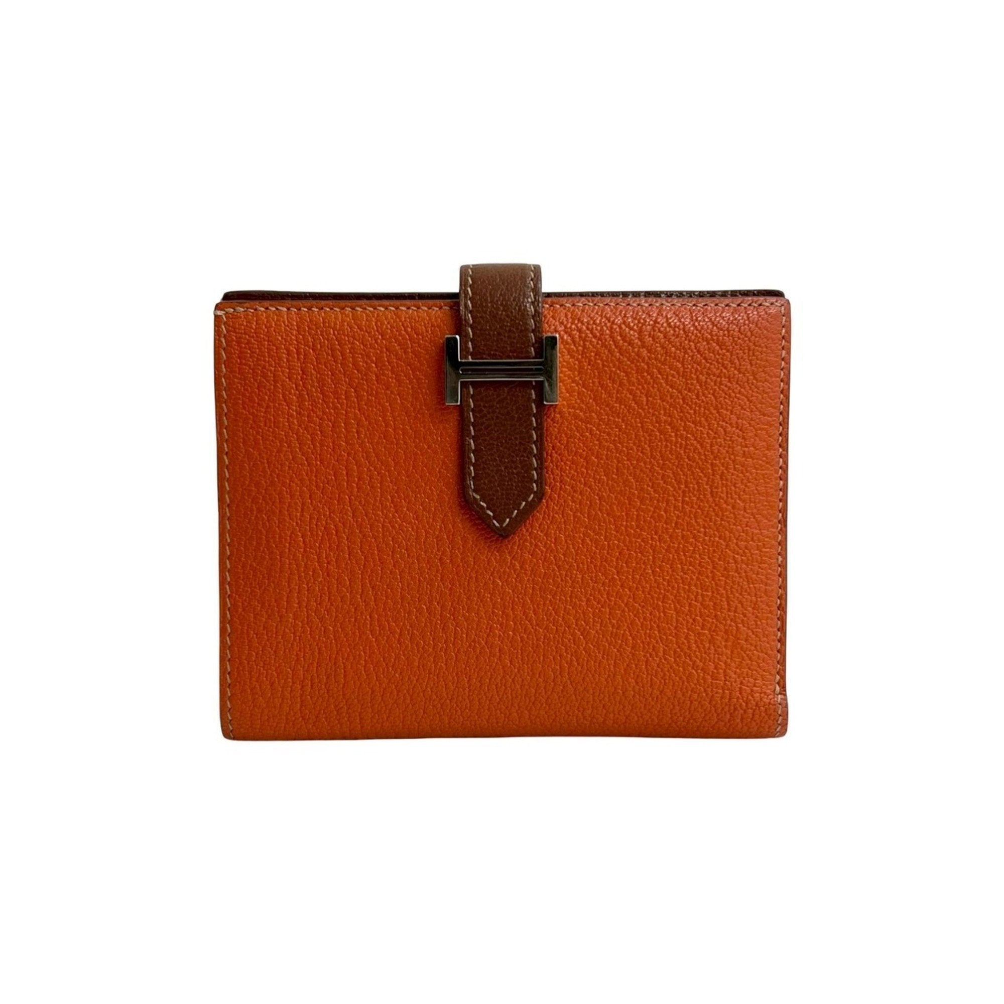 Hermes Brown Orange Chevre Myzore Leather Wallet (Bi-Fold) (Pre-Owned)