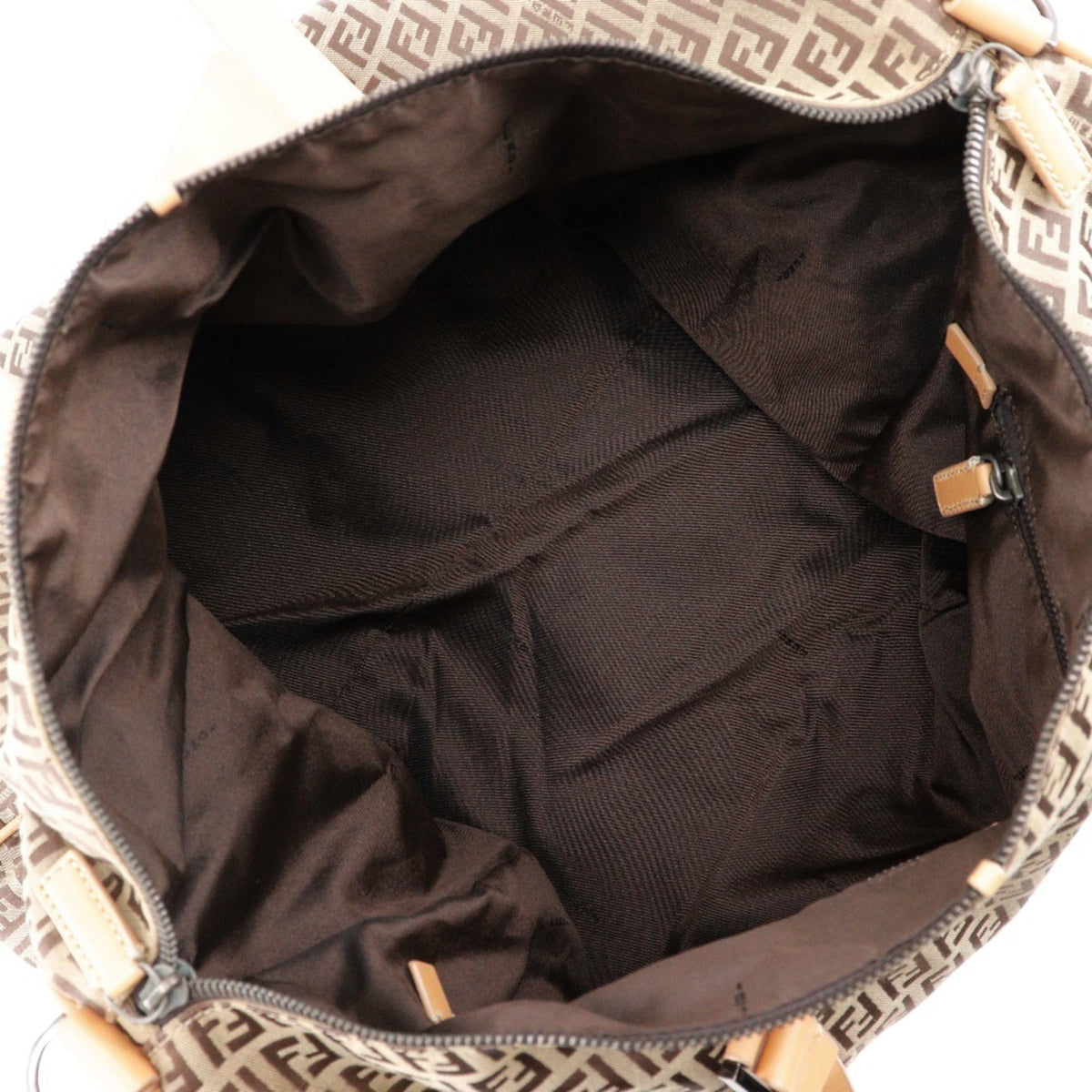 Fendi Brown Canvas Leather Boston Bag (Pre-Owned)
