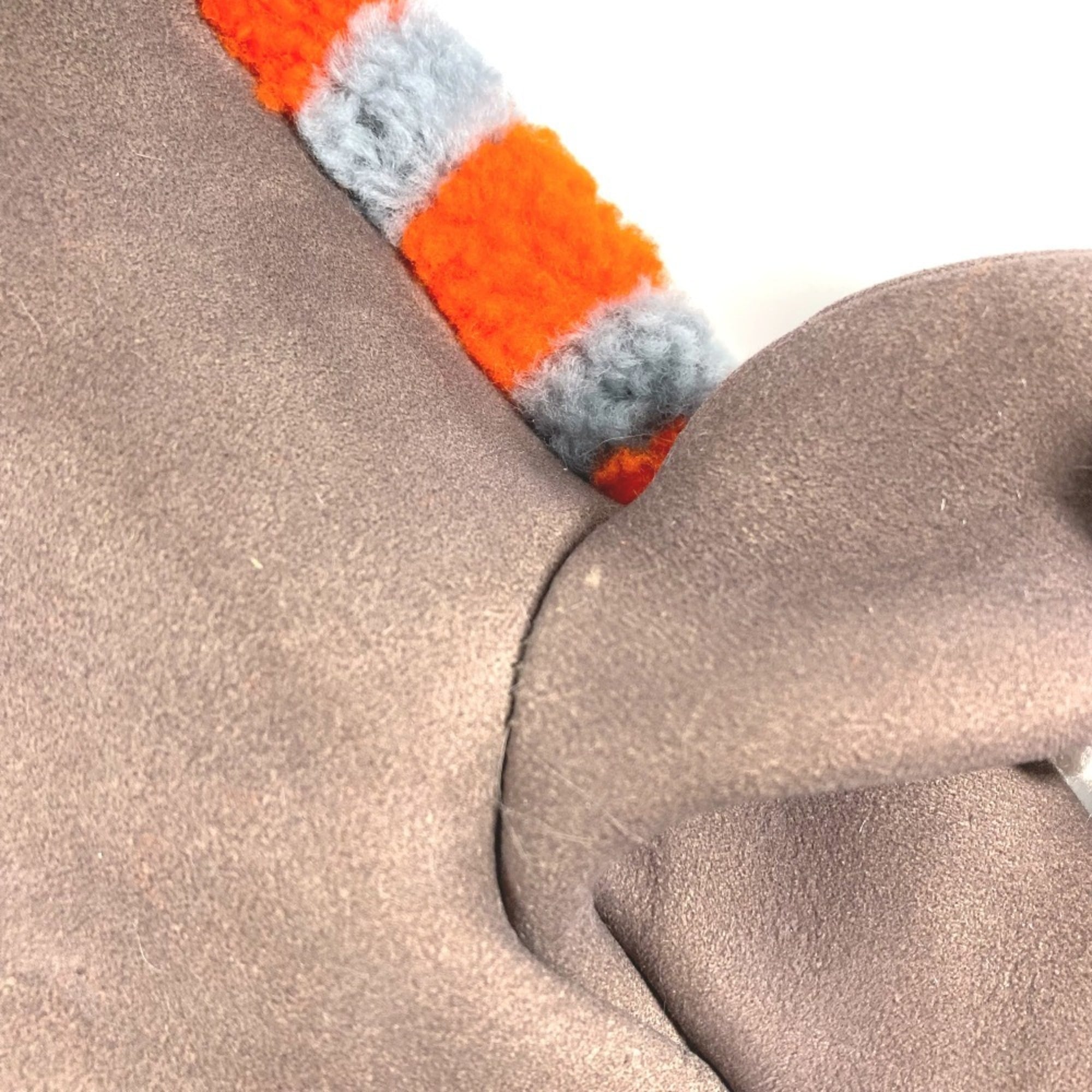 Fendi Gray Orange Angora Warm Gloves (Pre-Owned)