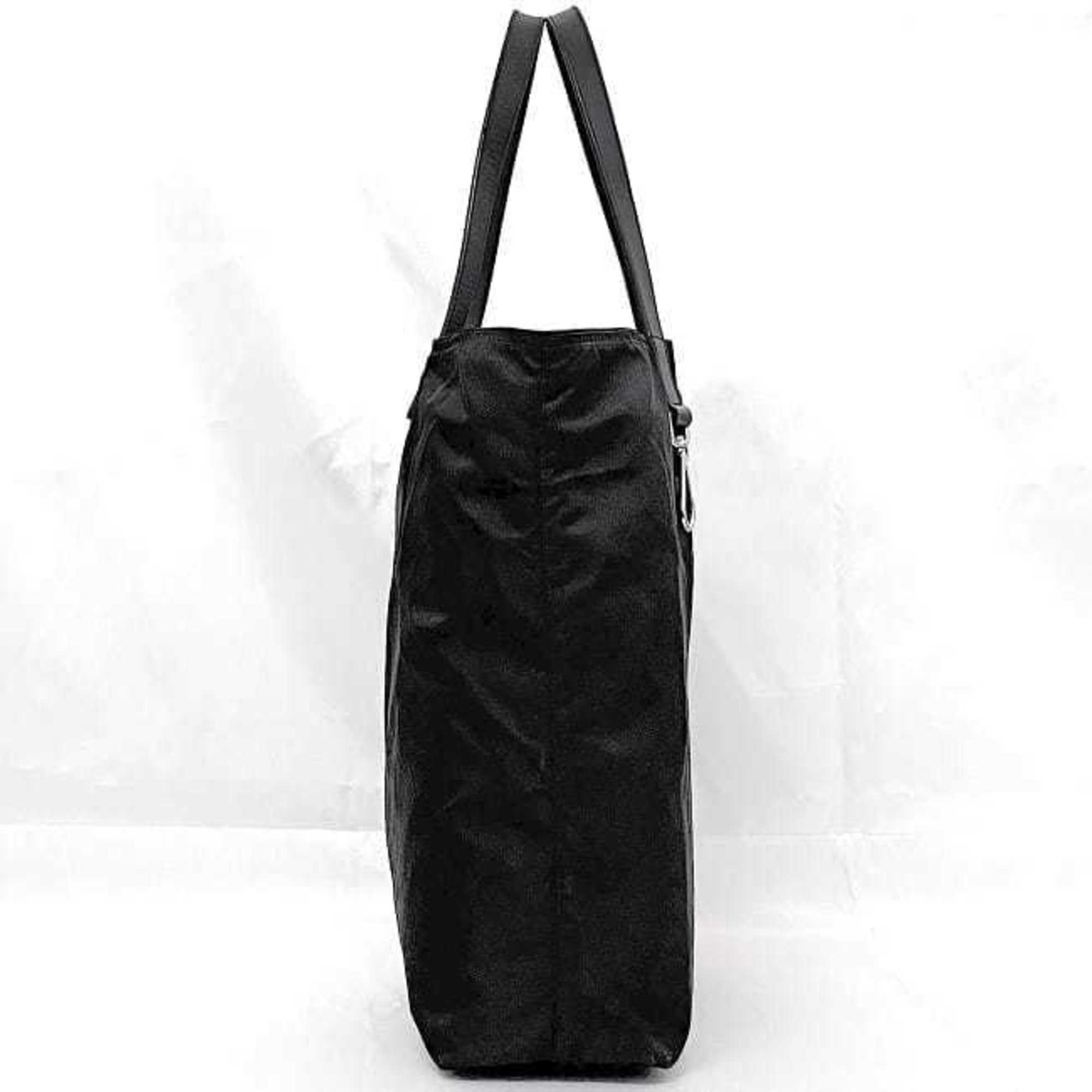 Prada Black Nero Nylon Leather Tote Bag (Pre-Owned)
