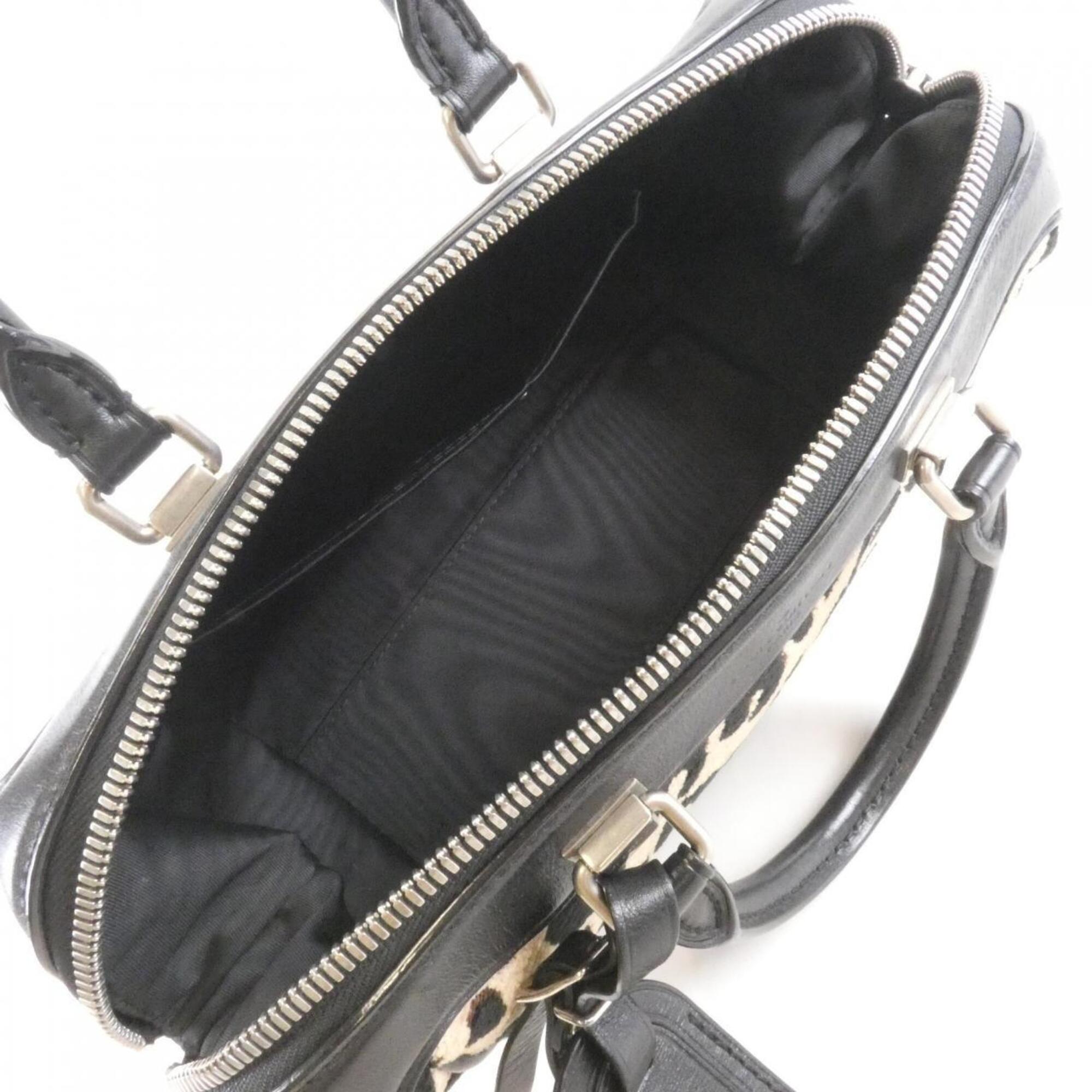 Louis Vuitton Beige Black Canvas Leather Handbag (Pre-Owned)