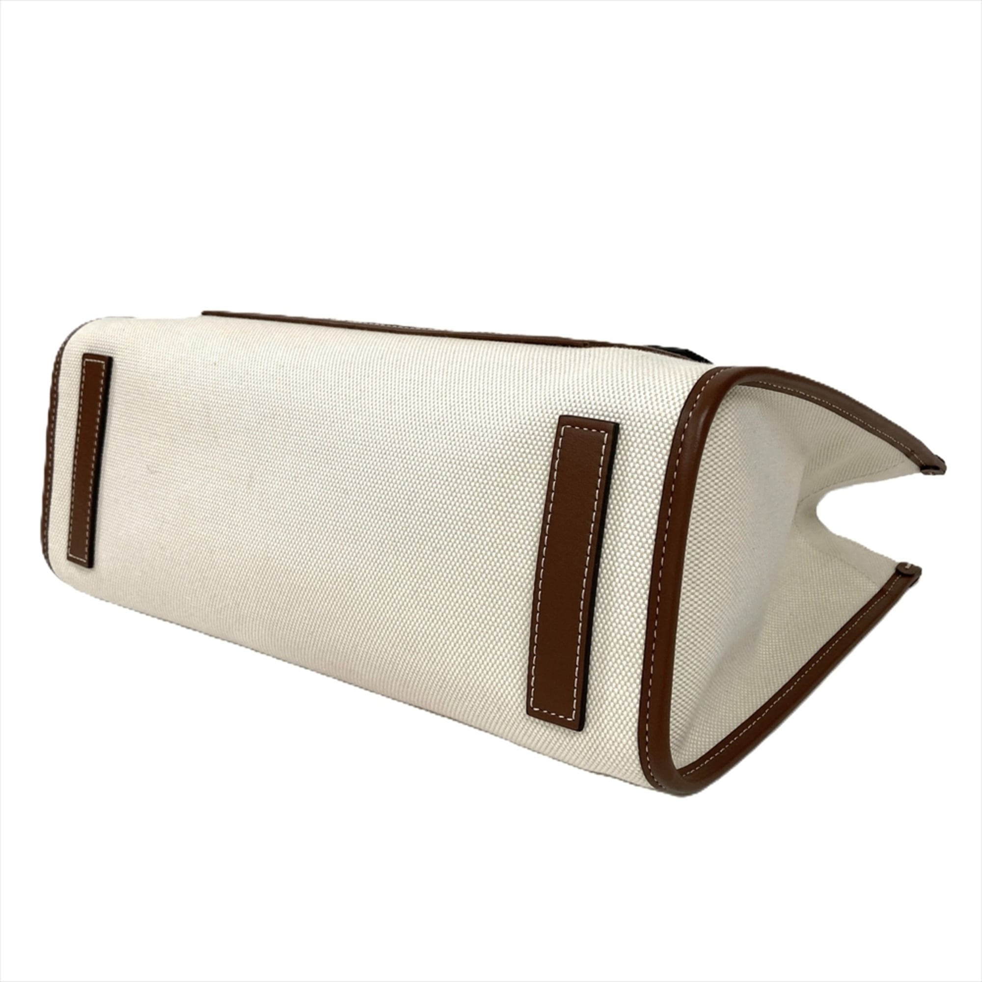 Burberry Beige Cotton Leather Linen Tote Bag (Pre-Owned)