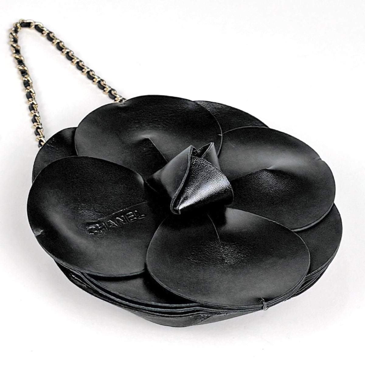 Chanel Black Leather Satin Handbag (Pre-Owned)