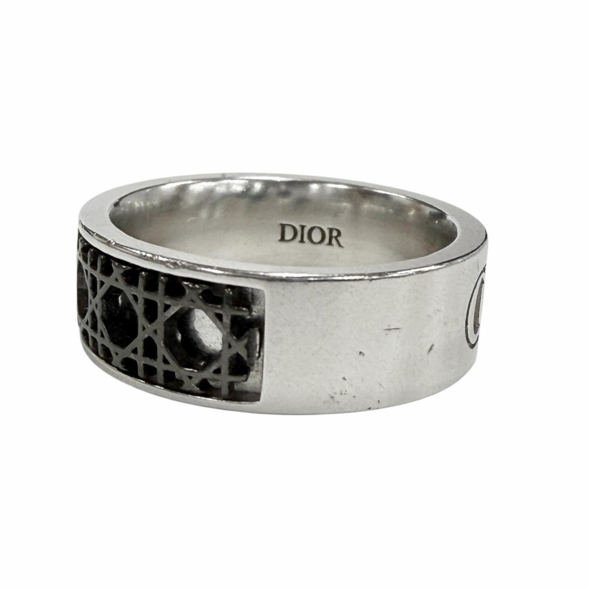 Dior Homme Silver Black Silver 925 Band Ring (Pre-Owned)