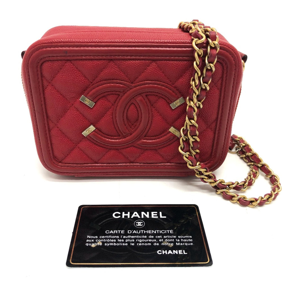 Chanel Red Leather Shoulder Bag (Pre-Owned)