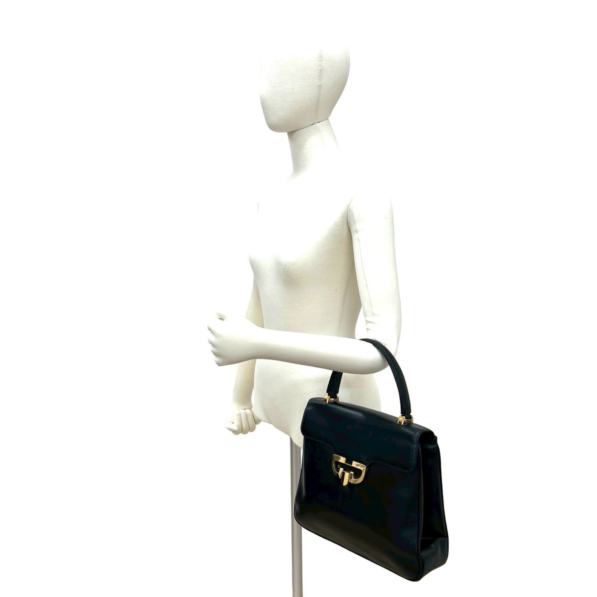 Gucci Black Leather Handbag Tote Bag (Pre-Owned)