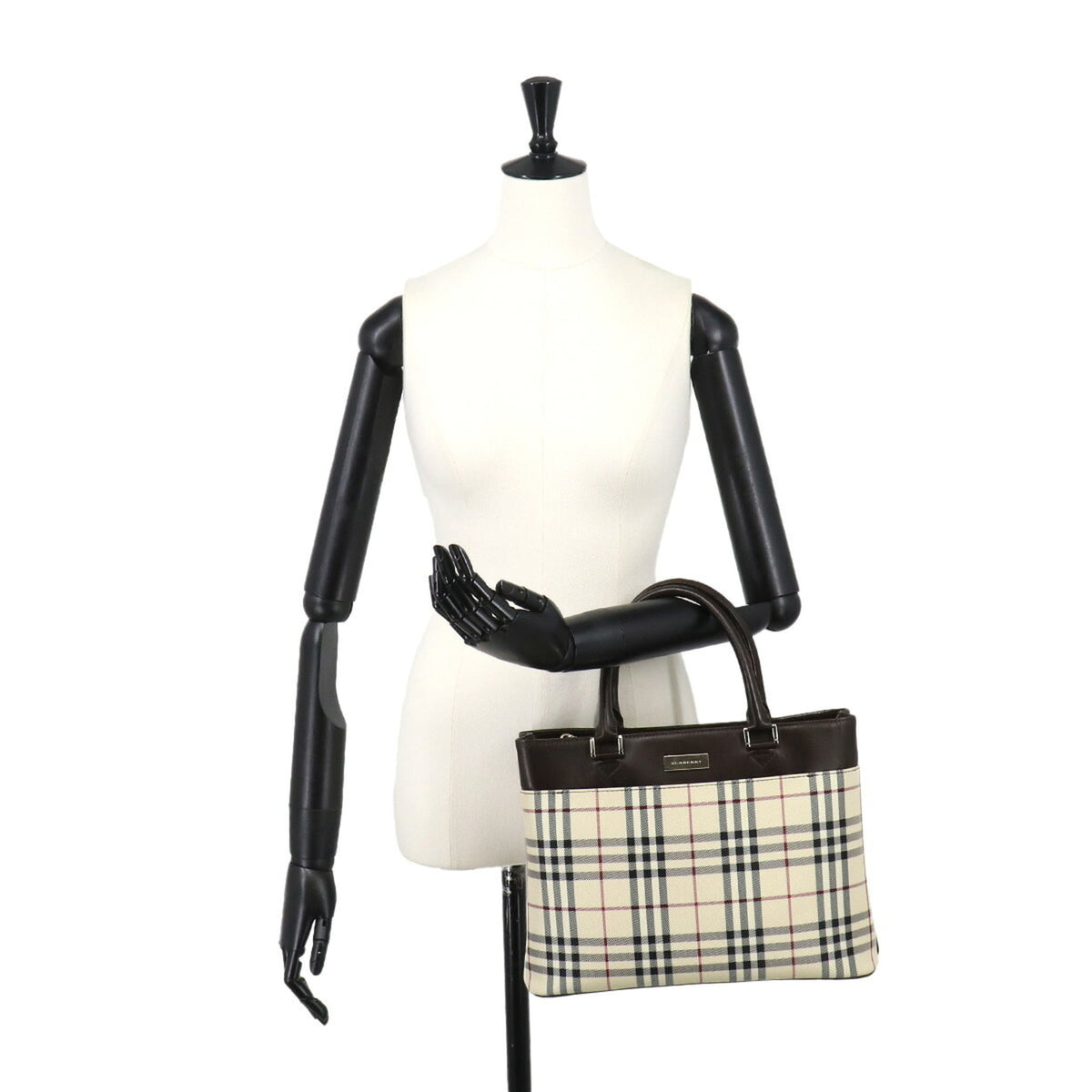 Burberry Beige Brown Canvas Leather Tote Bag (Pre-Owned)