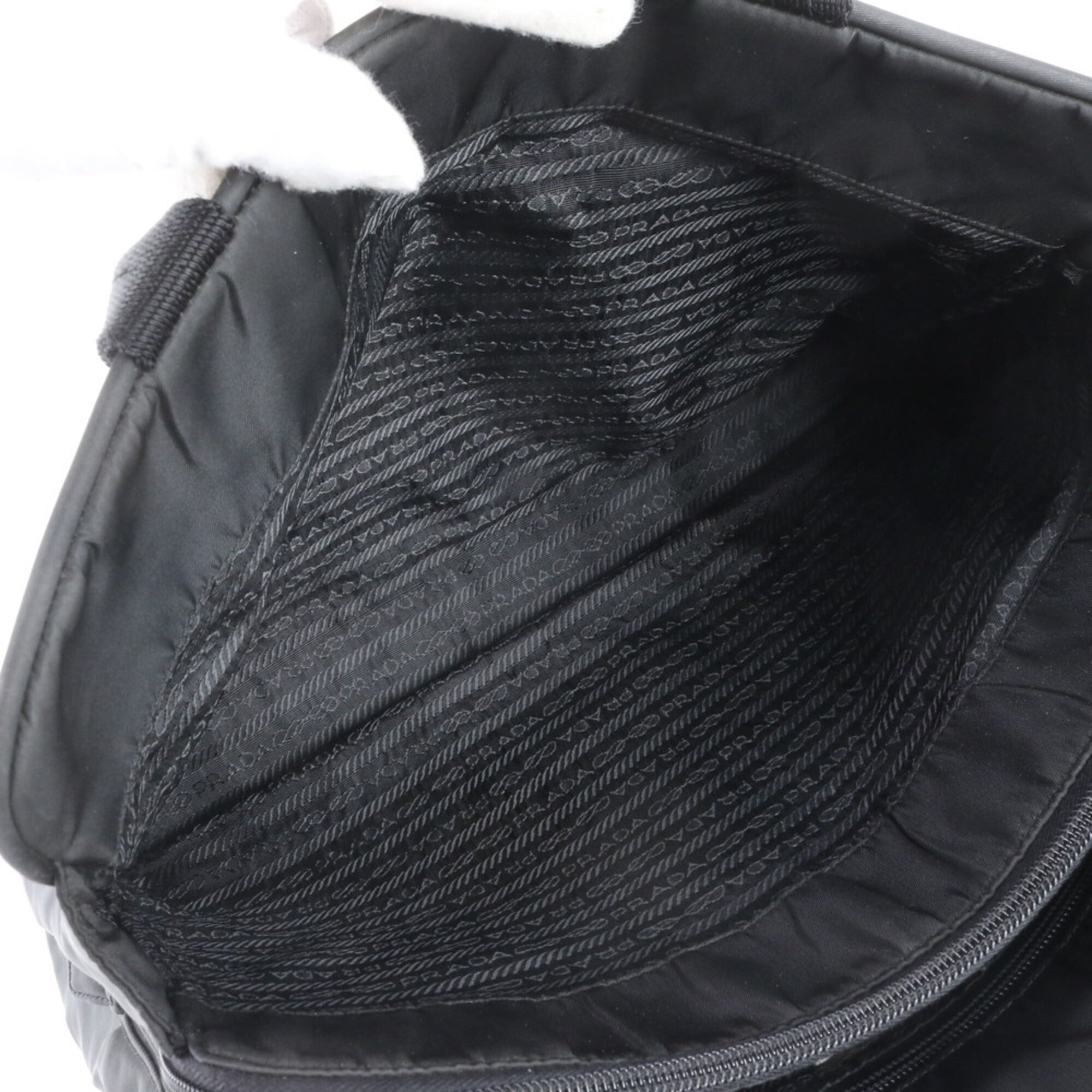 Prada Black Nylon Leather Handbag Tote Bag (Pre-Owned)