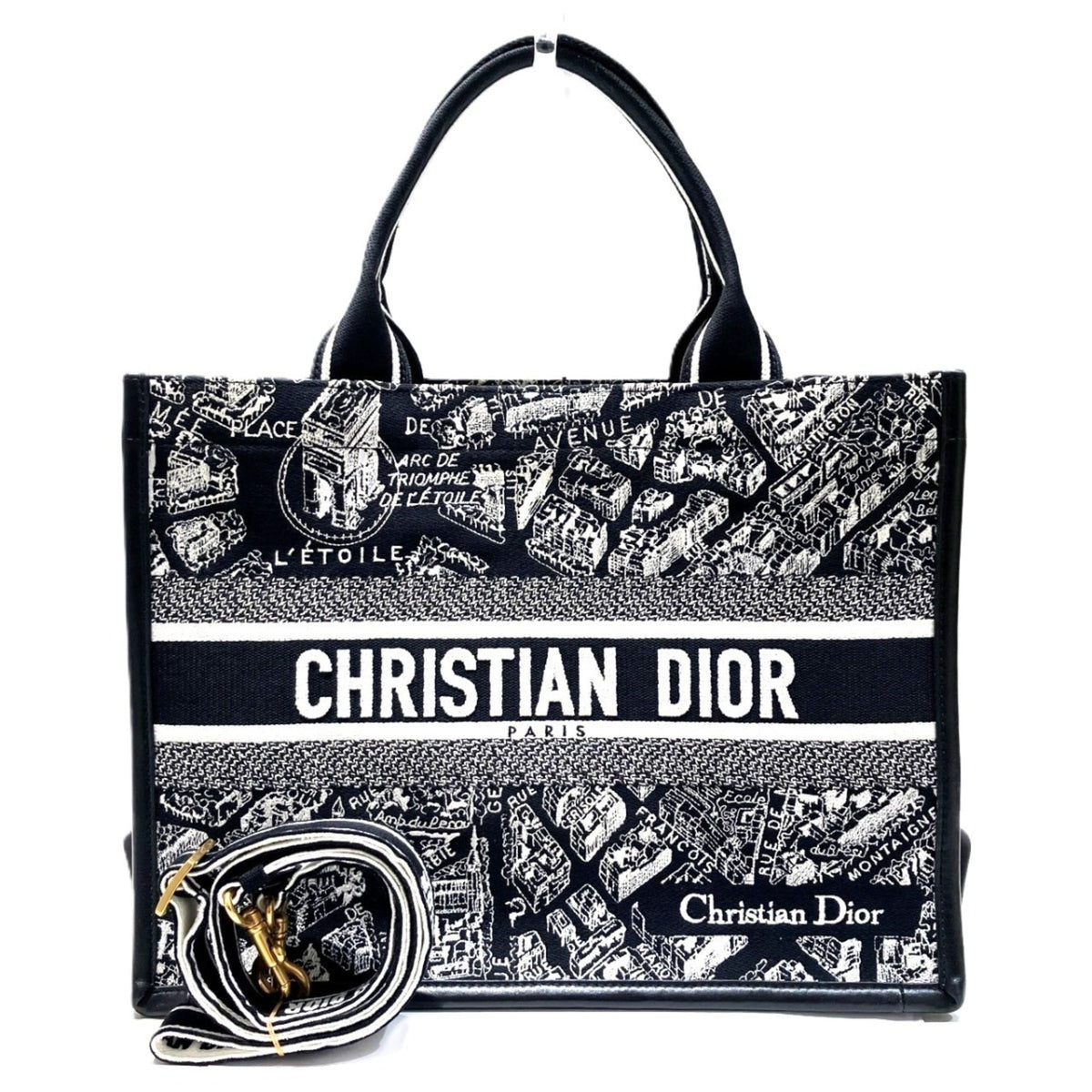 Christian Dior Black Cotton Canvas Leather Tote Bag (Pre-Owned)