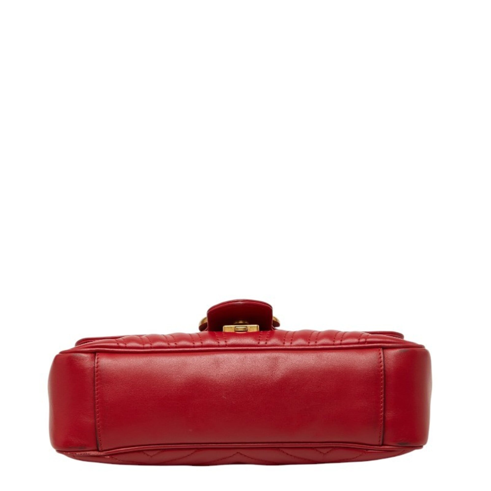 Gucci Gold Red Color Leather Shoulder Bag (Pre-Owned)