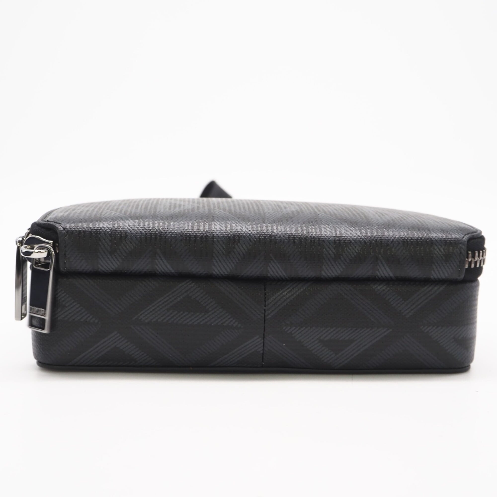 Christian Dior Black Gray Coated Canvas Leather Shoulder Bag (Pre-Owned)