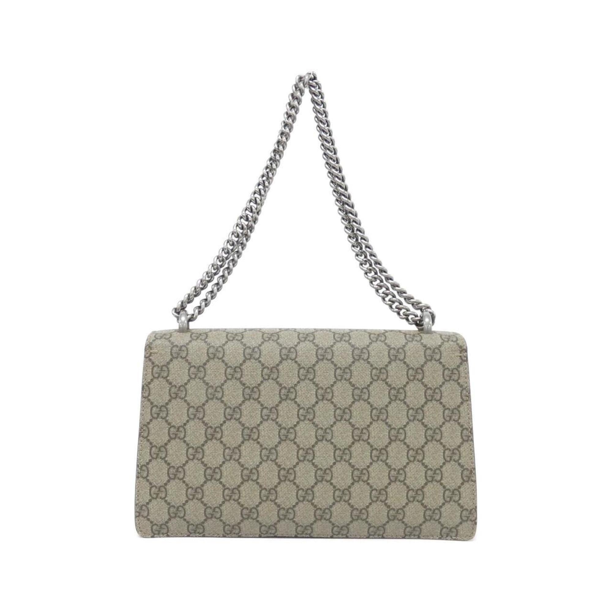 Gucci Beige Red Color Gg Supreme Canvas Suede Shoulder Bag (Pre-Owned)