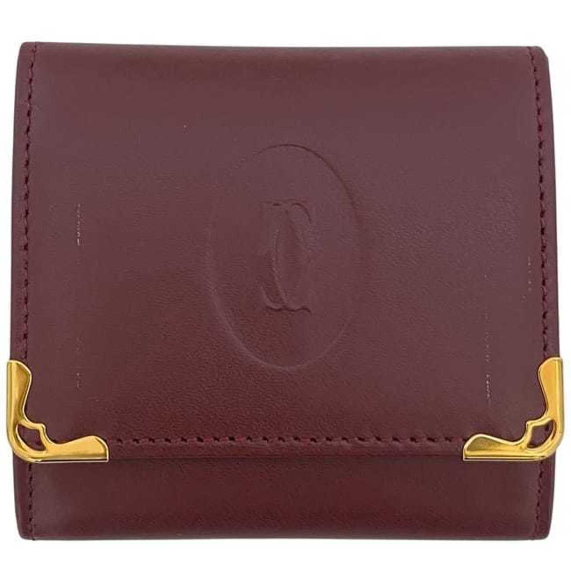 Cartier Bordeaux Wine Red Leather Coin Purse/Coin Case (Pre-Owned)