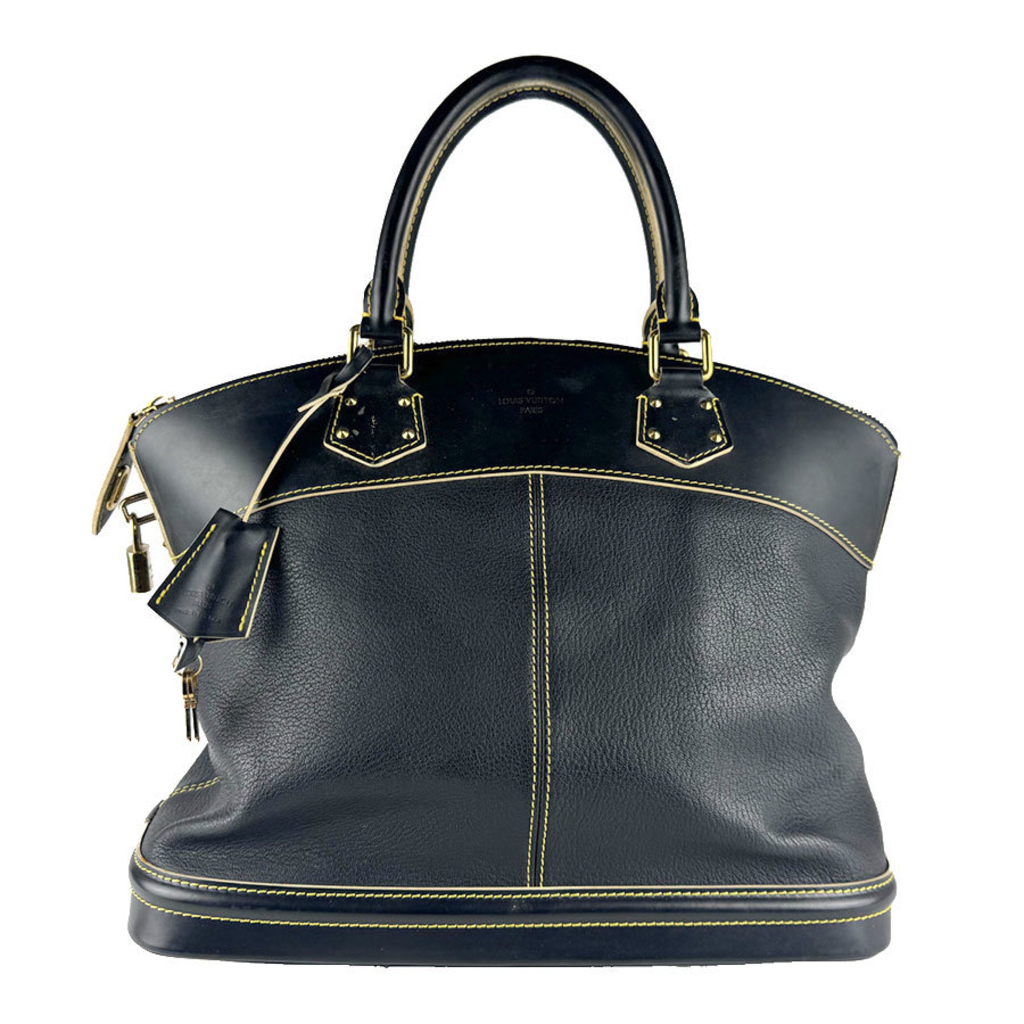 Louis Vuitton Noir Leather Handbag (Pre-Owned)