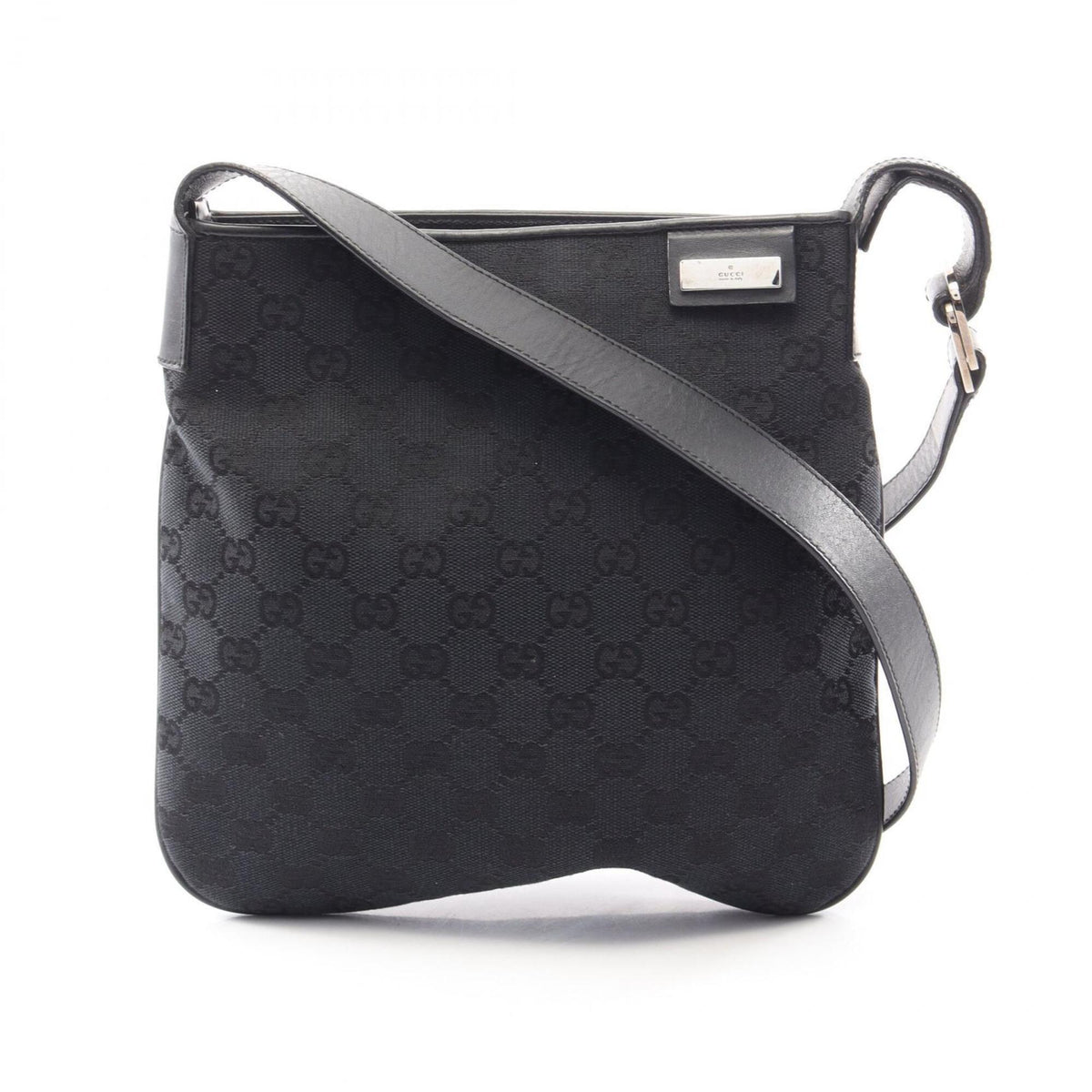 Gucci Black Canvas Leather Handbag Shoulder Bag (Pre-Owned)