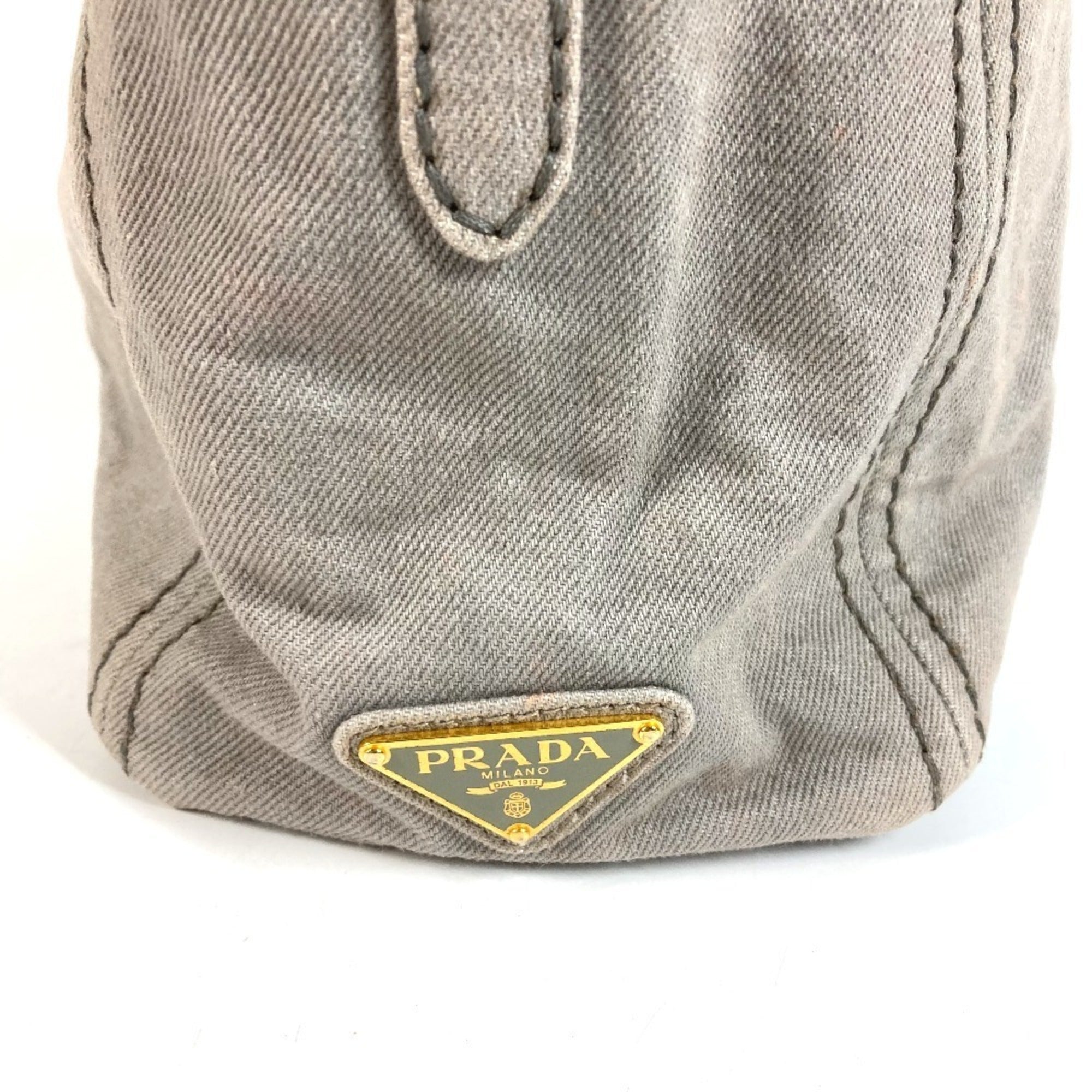 Prada Gray Canvas Handbag Tote Bag (Pre-Owned)