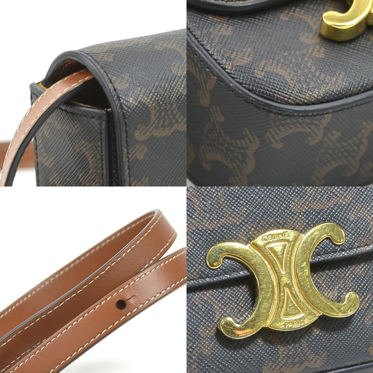 Celine Brown Coated Canvas Shoulder Bag (Pre-Owned)