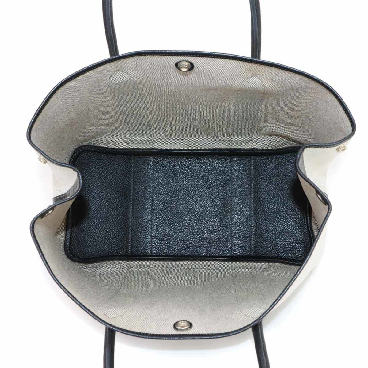 Hermes Black Gray Toile H Leather Tote Bag (Pre-Owned)