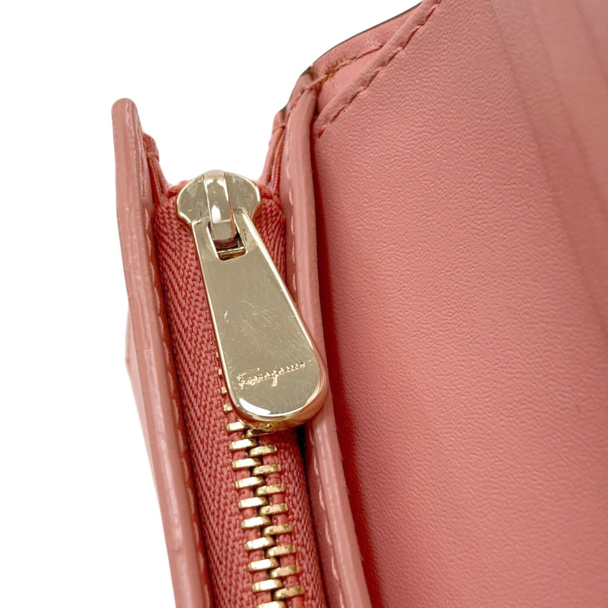 Salvatore Ferragamo Brown Pink Leather Wallet (Bi-Fold) (Pre-Owned)