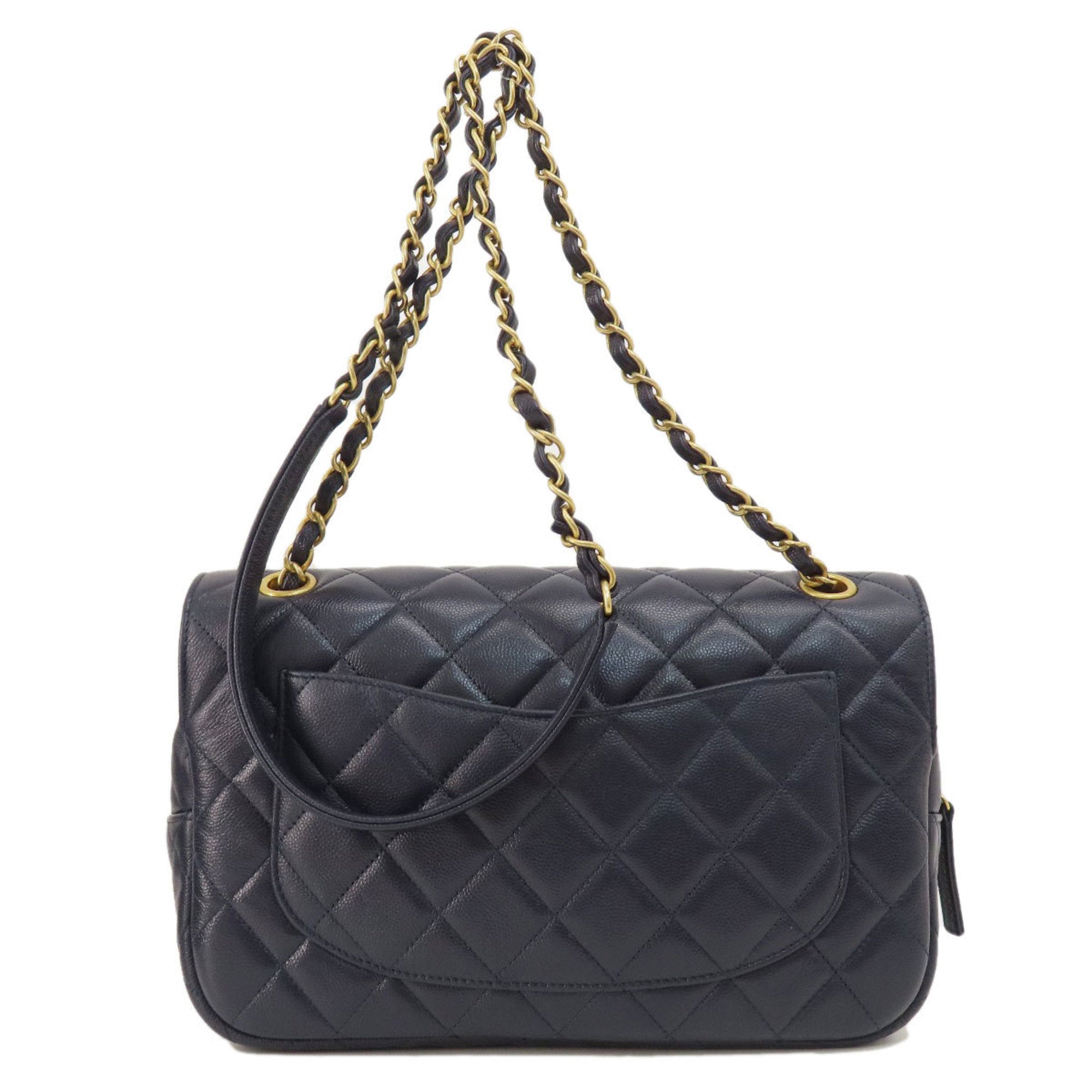 Chanel Navy Caviar Leather Shoulder Bag (Pre-Owned)