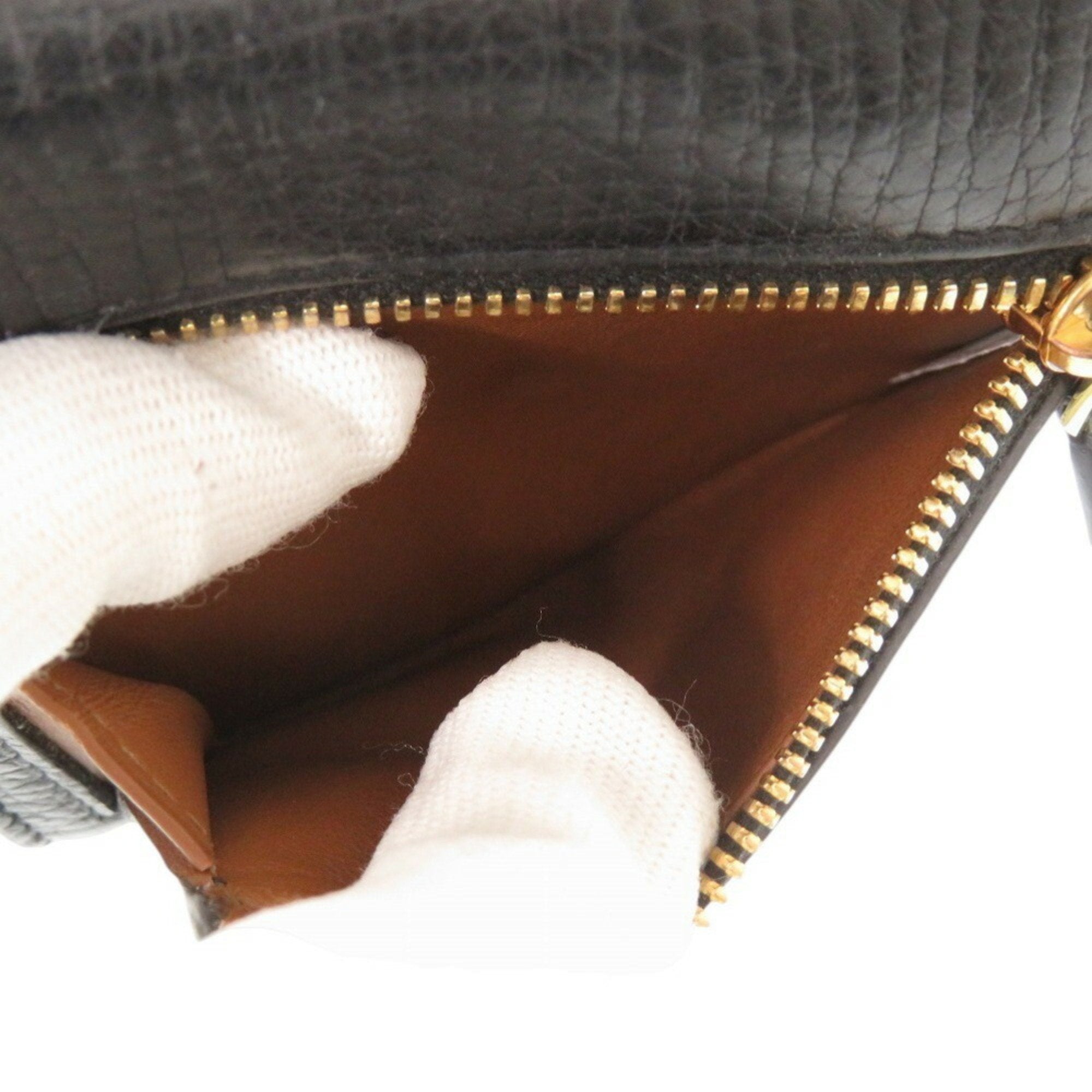 Bottega Veneta Black Leather Wallet (Tri-Fold) (Pre-Owned)