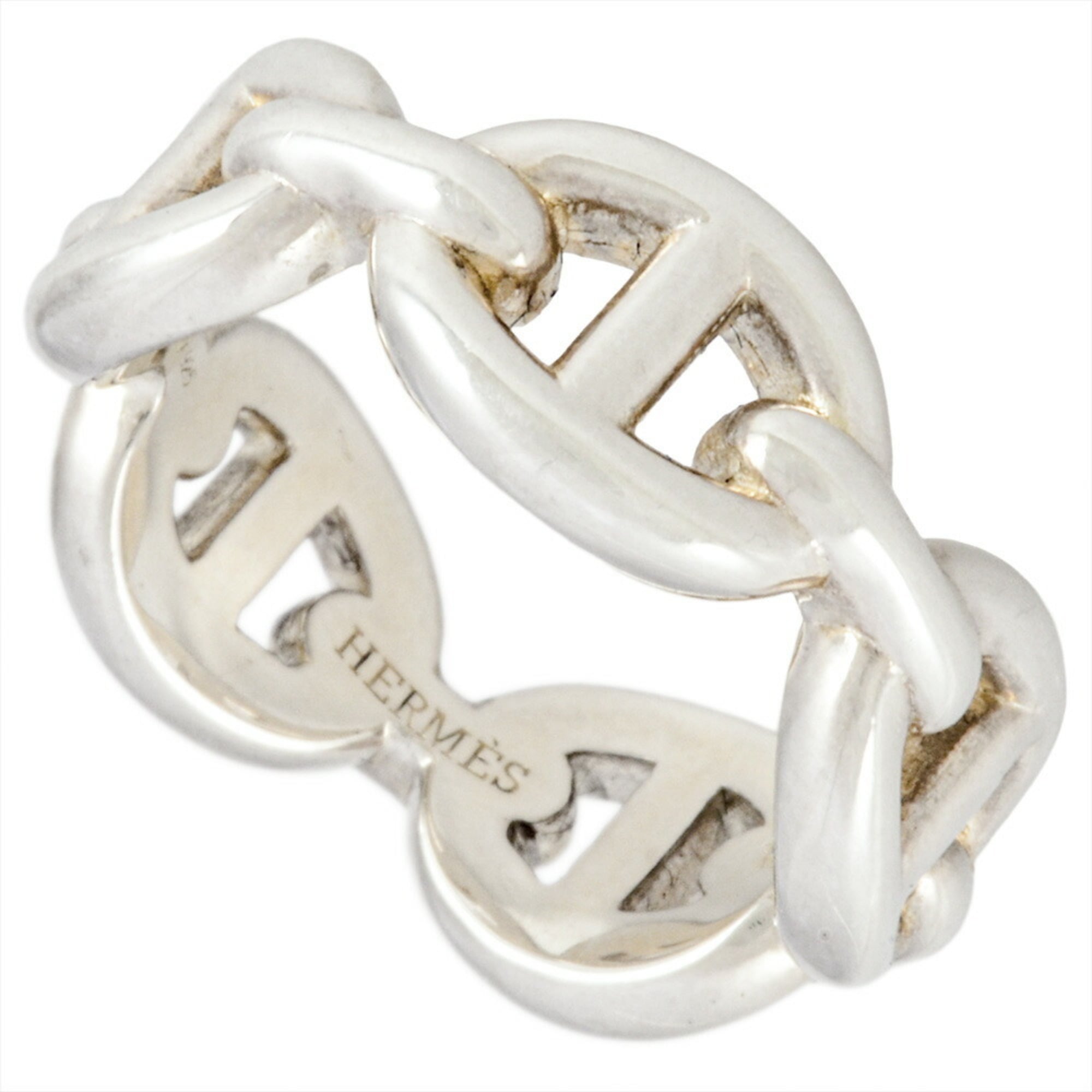 Hermes Silver Silver 925 Band Ring (Pre-Owned)