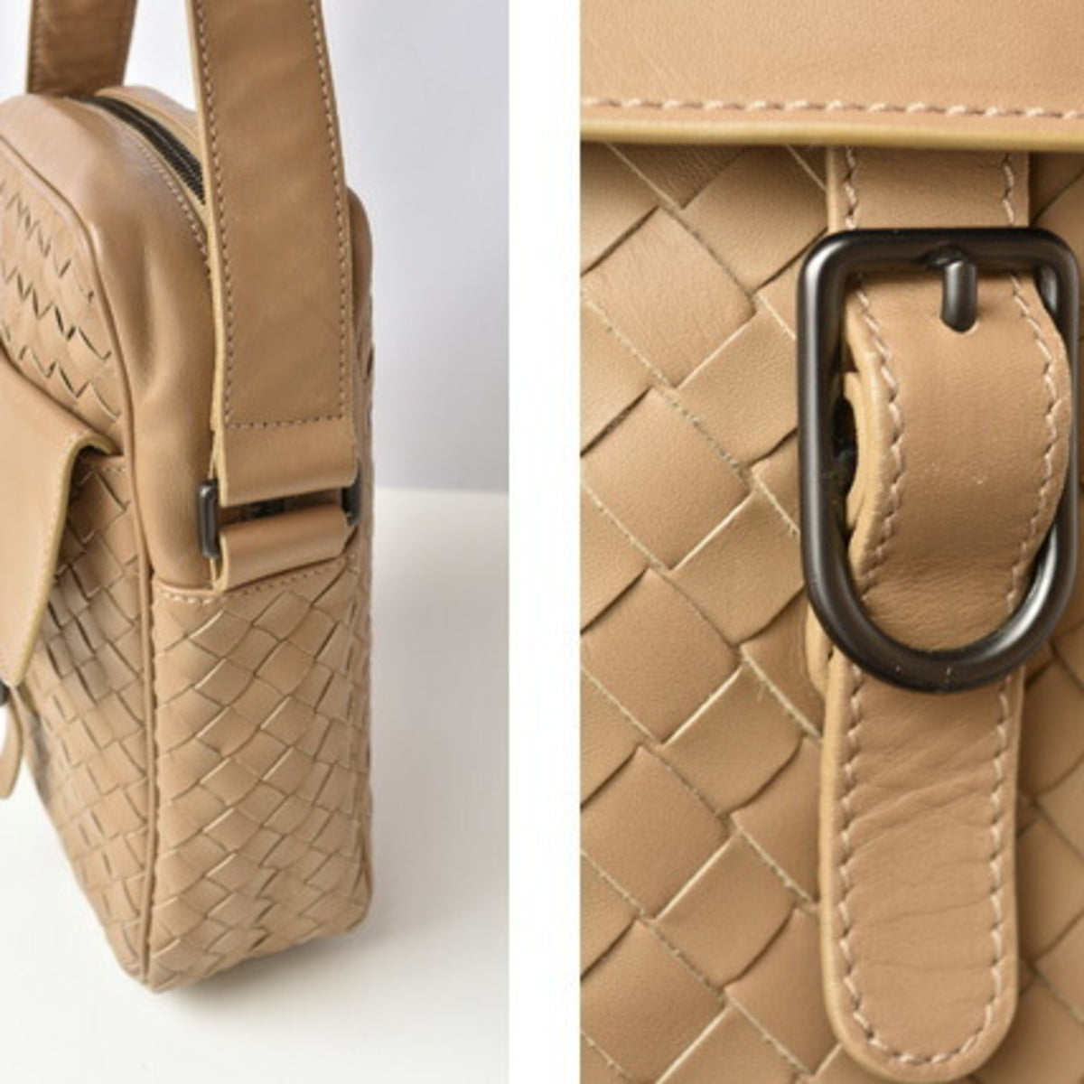 Bottega Veneta Camel Leather Shoulder Bag (Pre-Owned)
