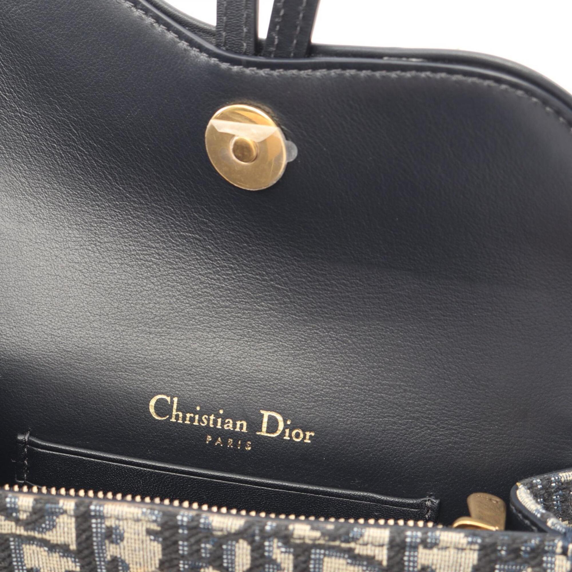 Christian Dior Beige Navy Canvas Leather Fanny Pack Handbag Saddle Bag (Pre-Owned)