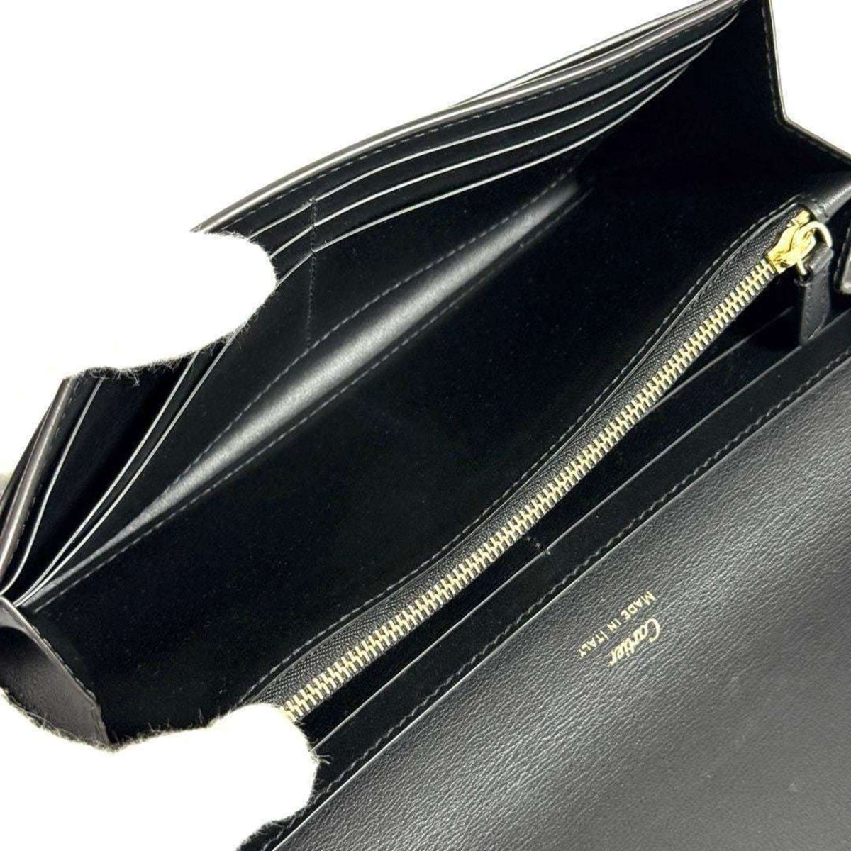 Cartier Black Leather Long Wallet (Bi-Fold) (Pre-Owned)