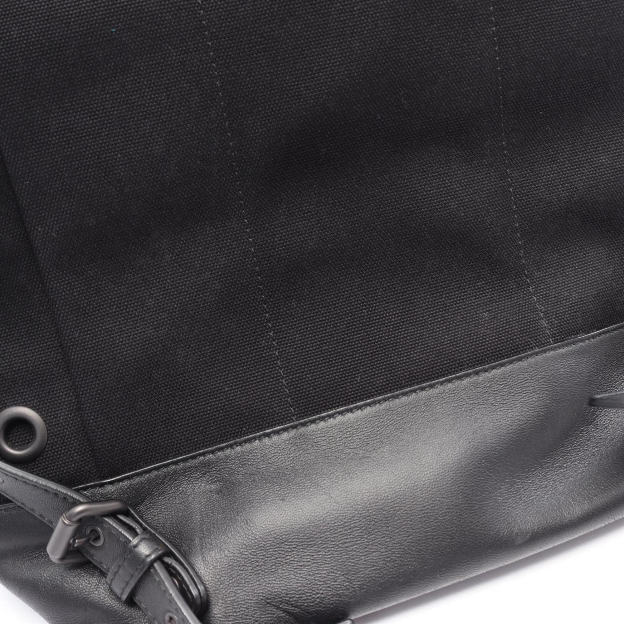 Bottega Veneta Black Gray White Canvas Leather Backpack Handbag (Pre-Owned)